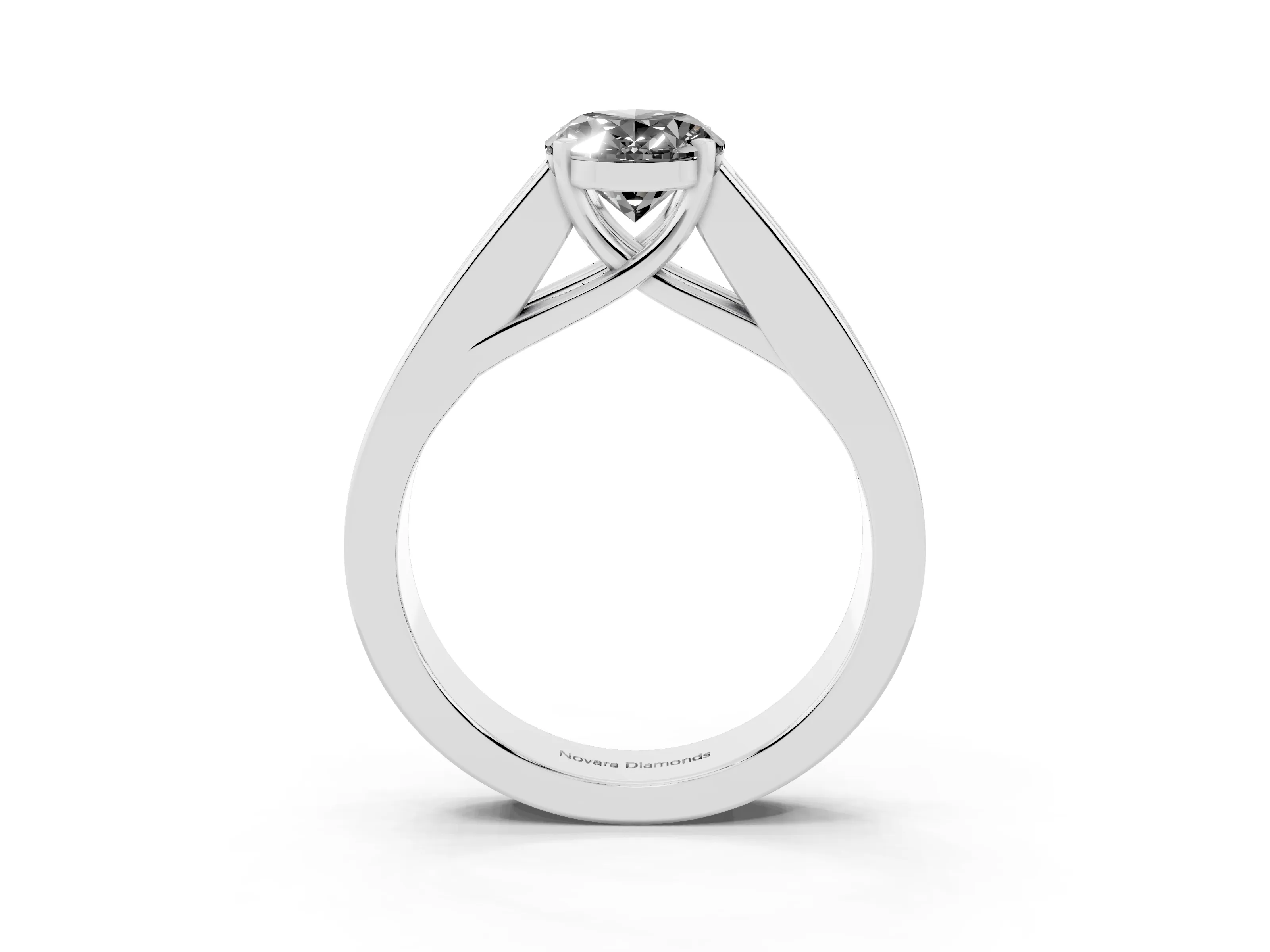 Fancy Black Oval Cut Diamond Solitaire Ring Set in White gold with Channel-Set Accent Stones and Prong Setting