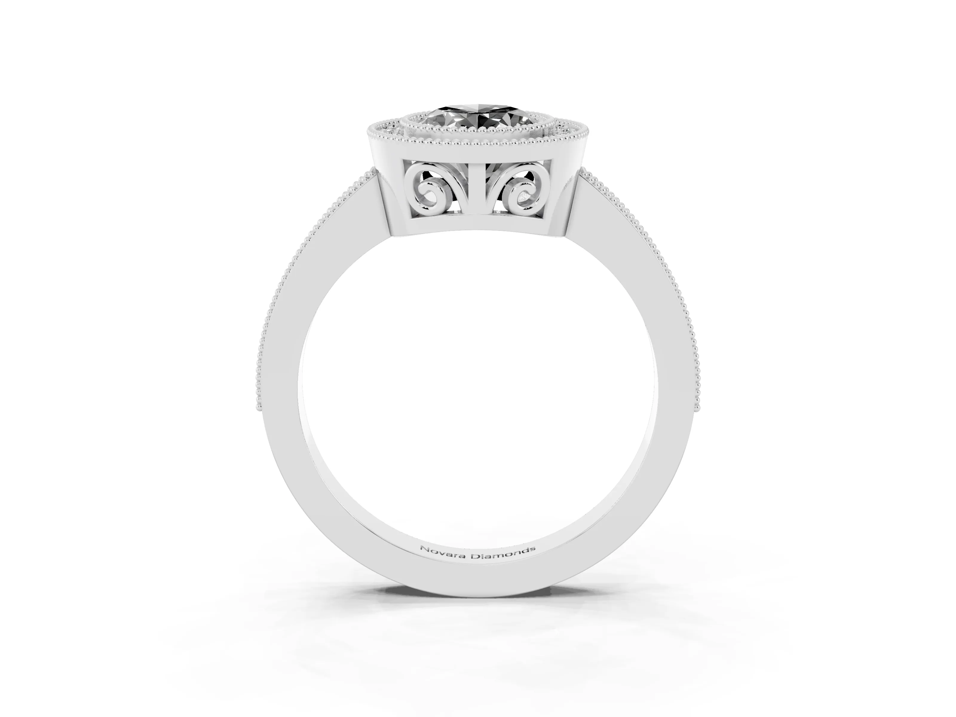 Fancy Black Oval Cut Diamond Round Halo Ring Set in White gold with Pavé Band