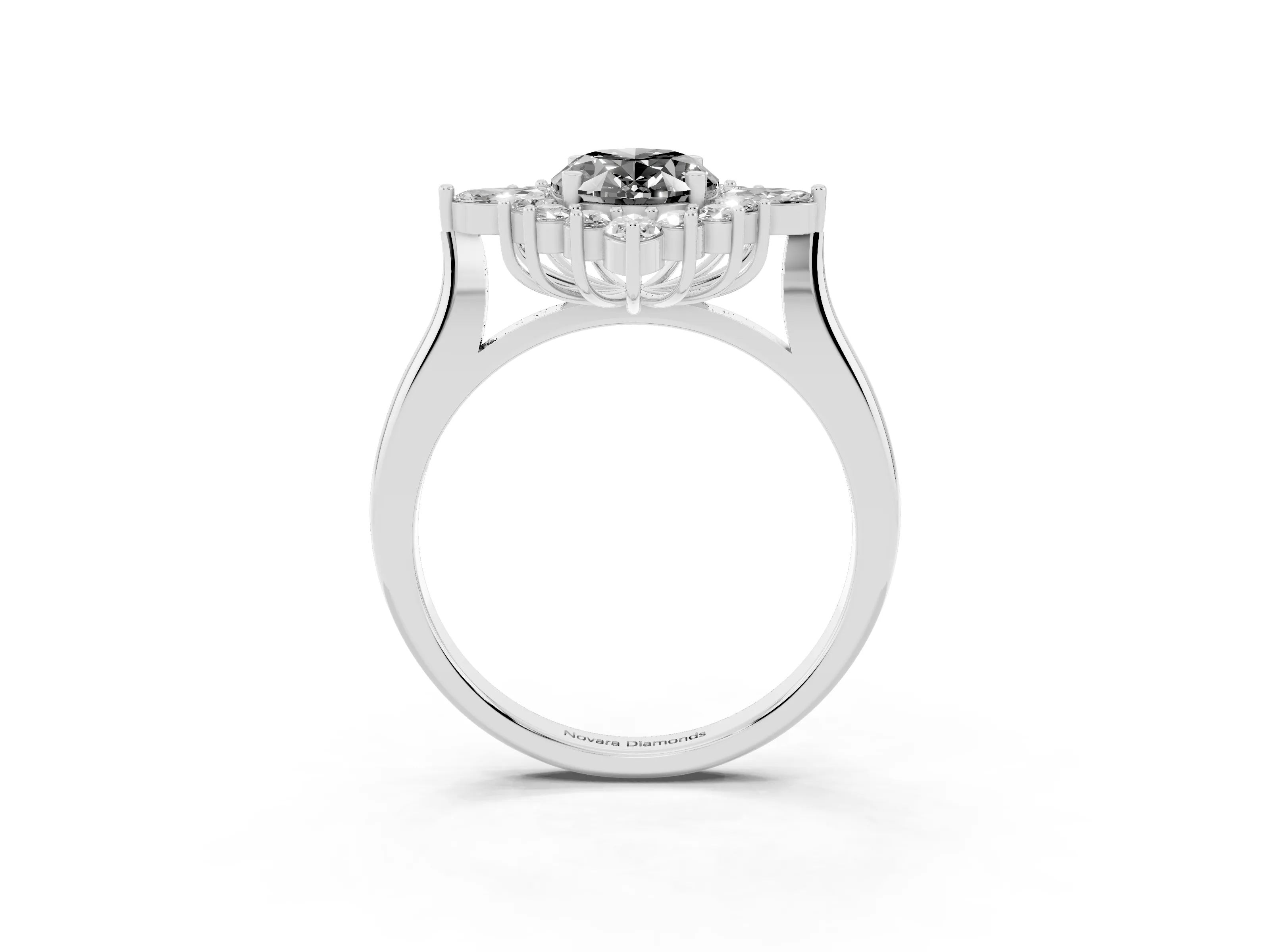 Fancy Black Oval Cut Diamond Cluster Halo Ring Set in Platinum with Marquise and Round Accents