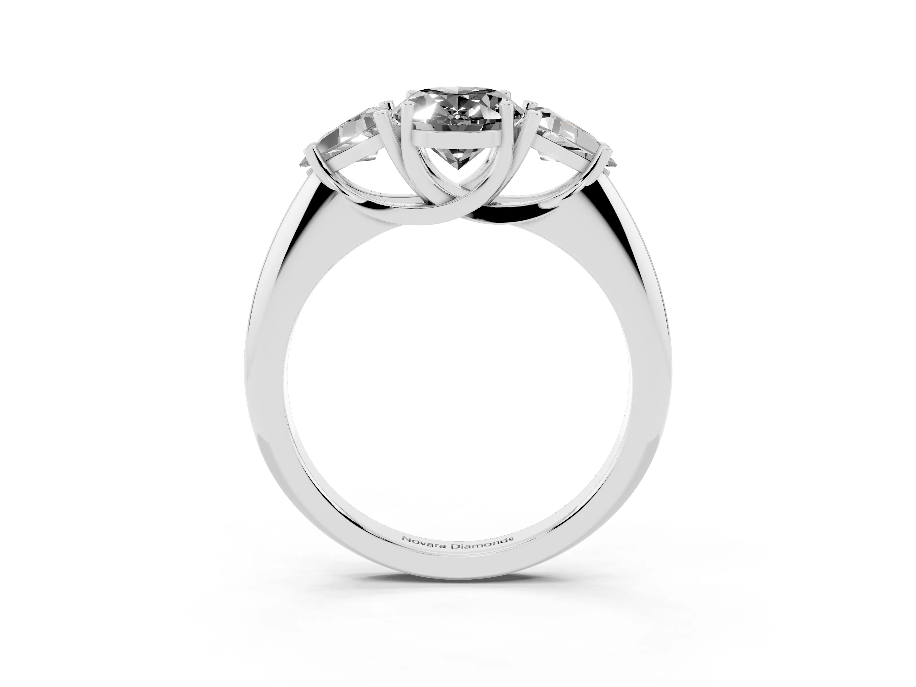 Fancy Black Oval Cut Diamond Three-Stone Engagement Ring Set in Platinum with Trillion Side Stones