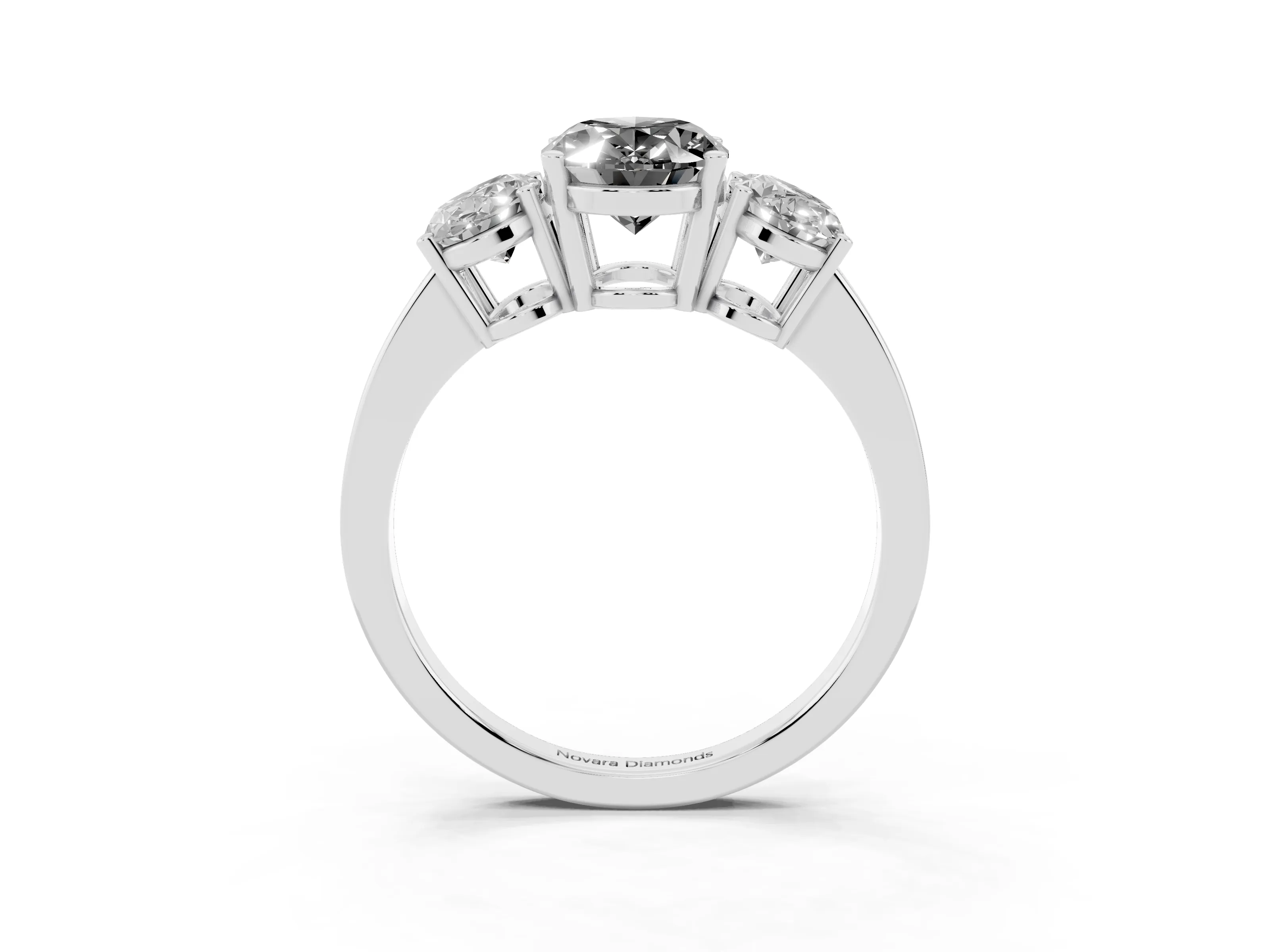 Fancy Black Oval Cut Diamond Three-Stone Engagement Ring Set in Platinum with Flat Band