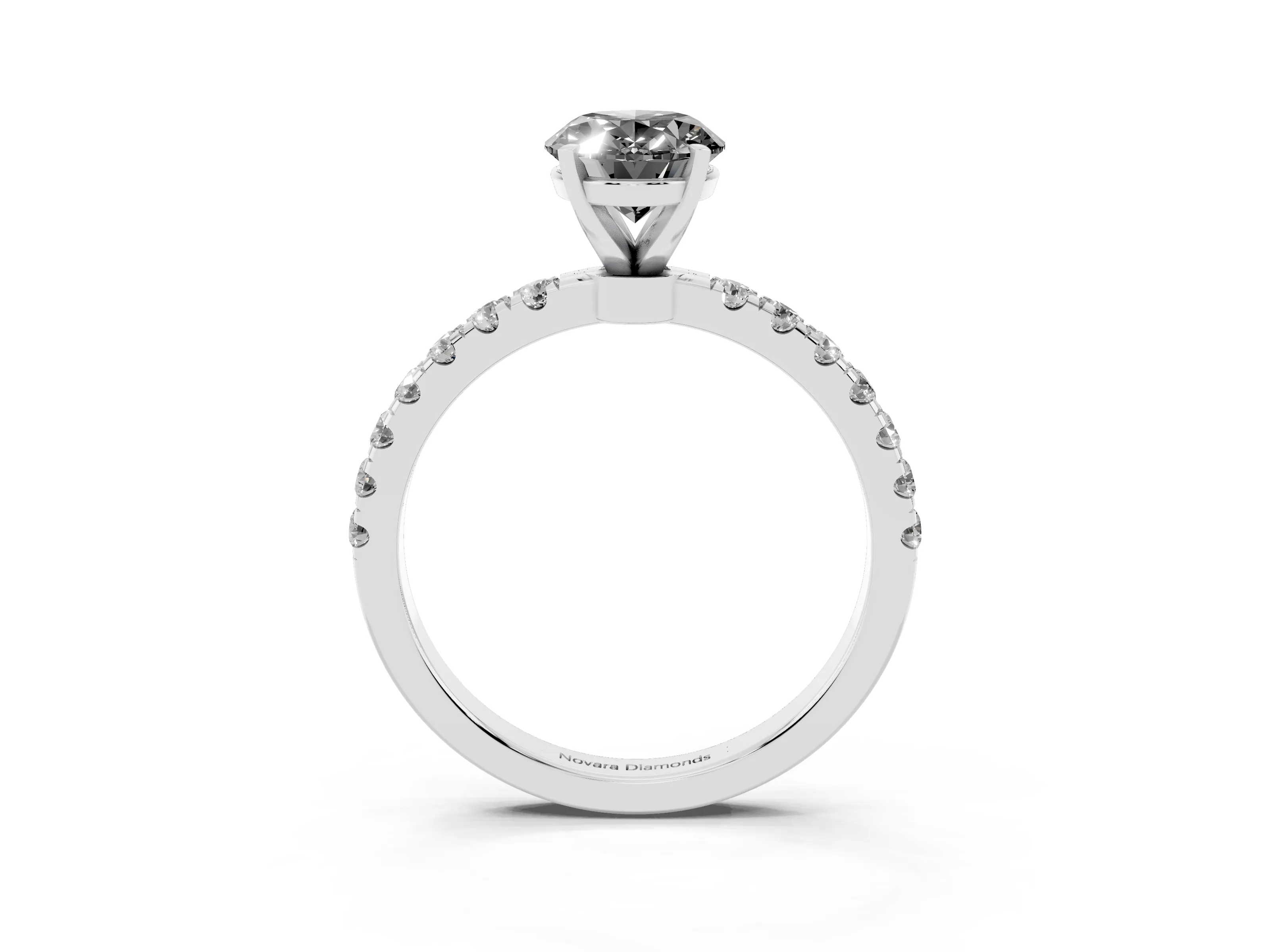 Fancy Black Oval Cut Diamond Solitaire Ring Set in Silver with Pavé Accents and Prong Setting