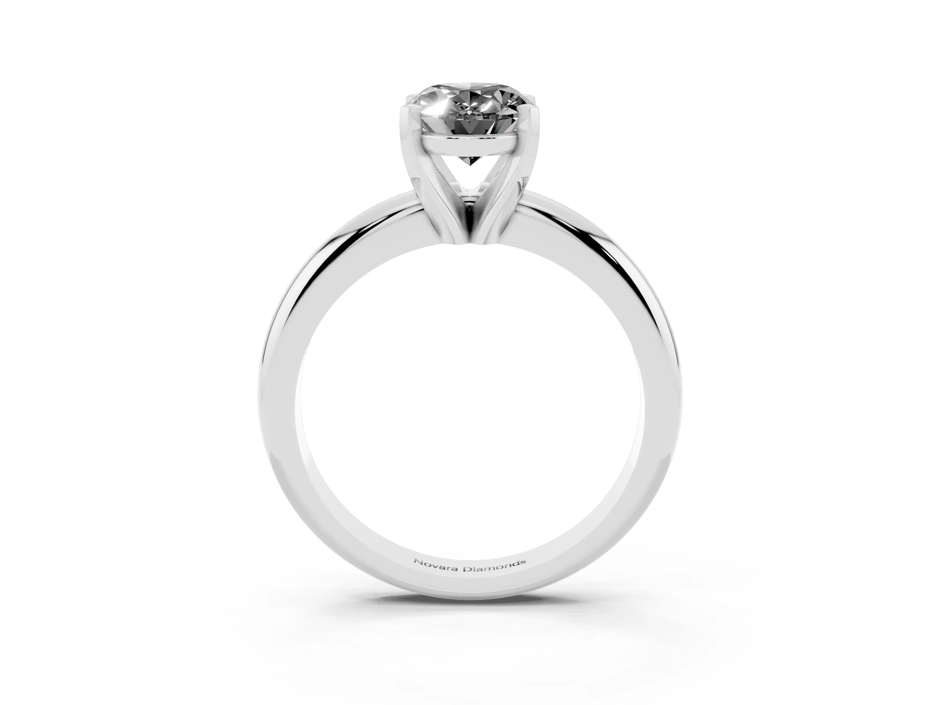 Fancy Black Oval Cut Diamond Solitaire Engagement Ring Set in White gold with Round Band and Prong Setting