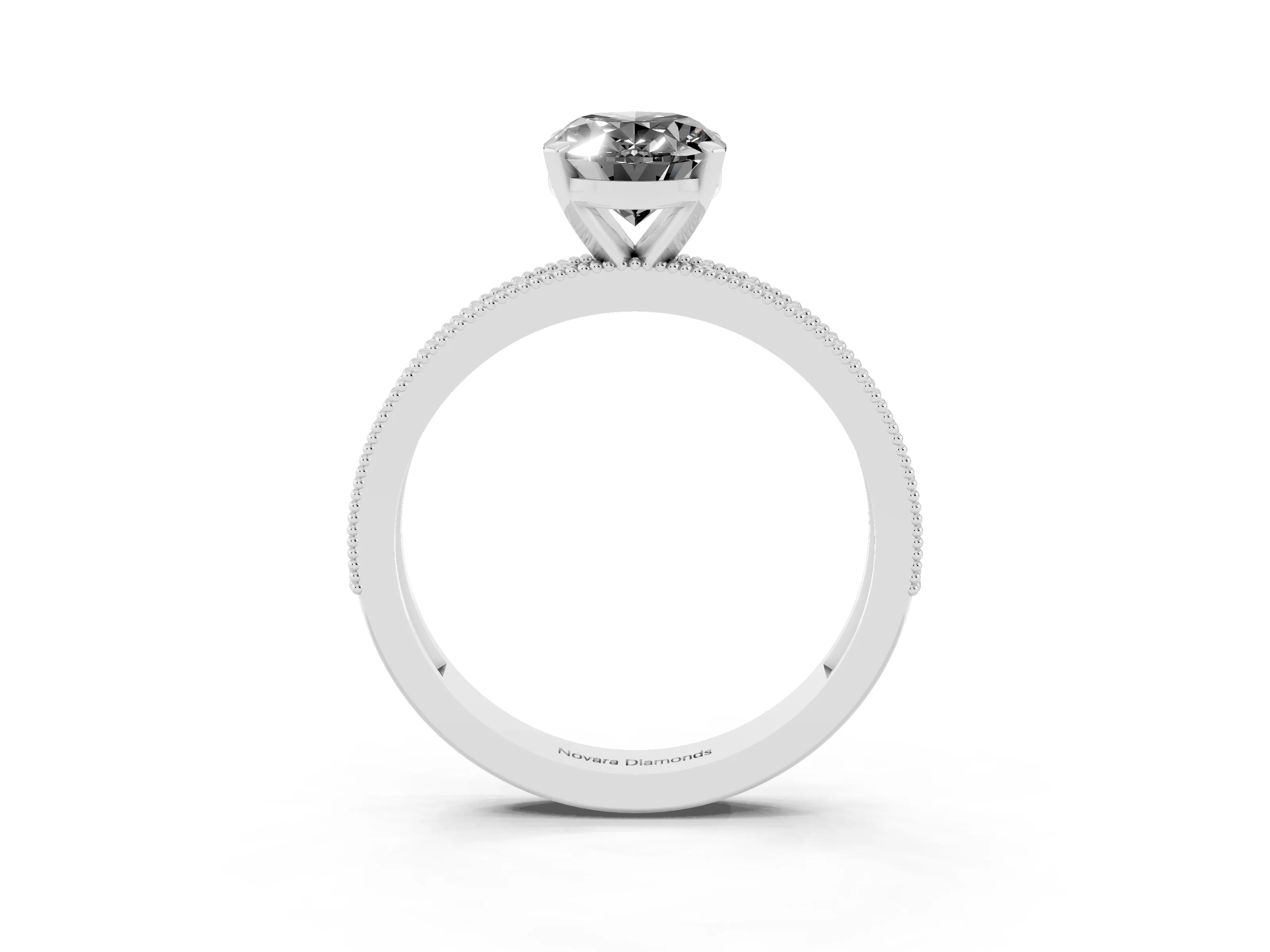 Fancy Black Oval Cut Diamond Milgrain Pavé Engagement Ring Set in Silver with Prong Setting