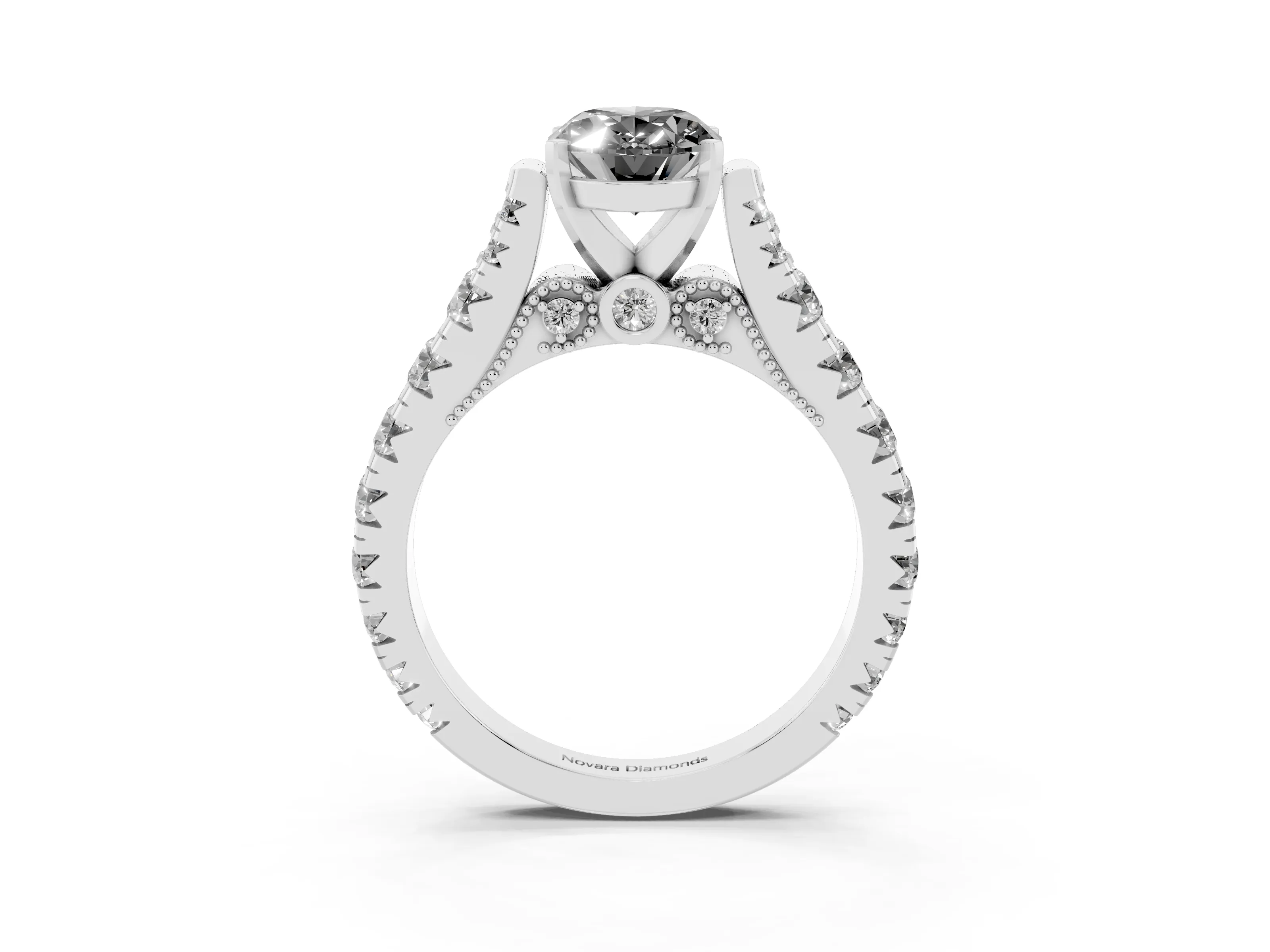 Fancy Black Oval Cut Diamond Classic Solitaire Ring Set in Platinum with Pavé Band and Prong Setting