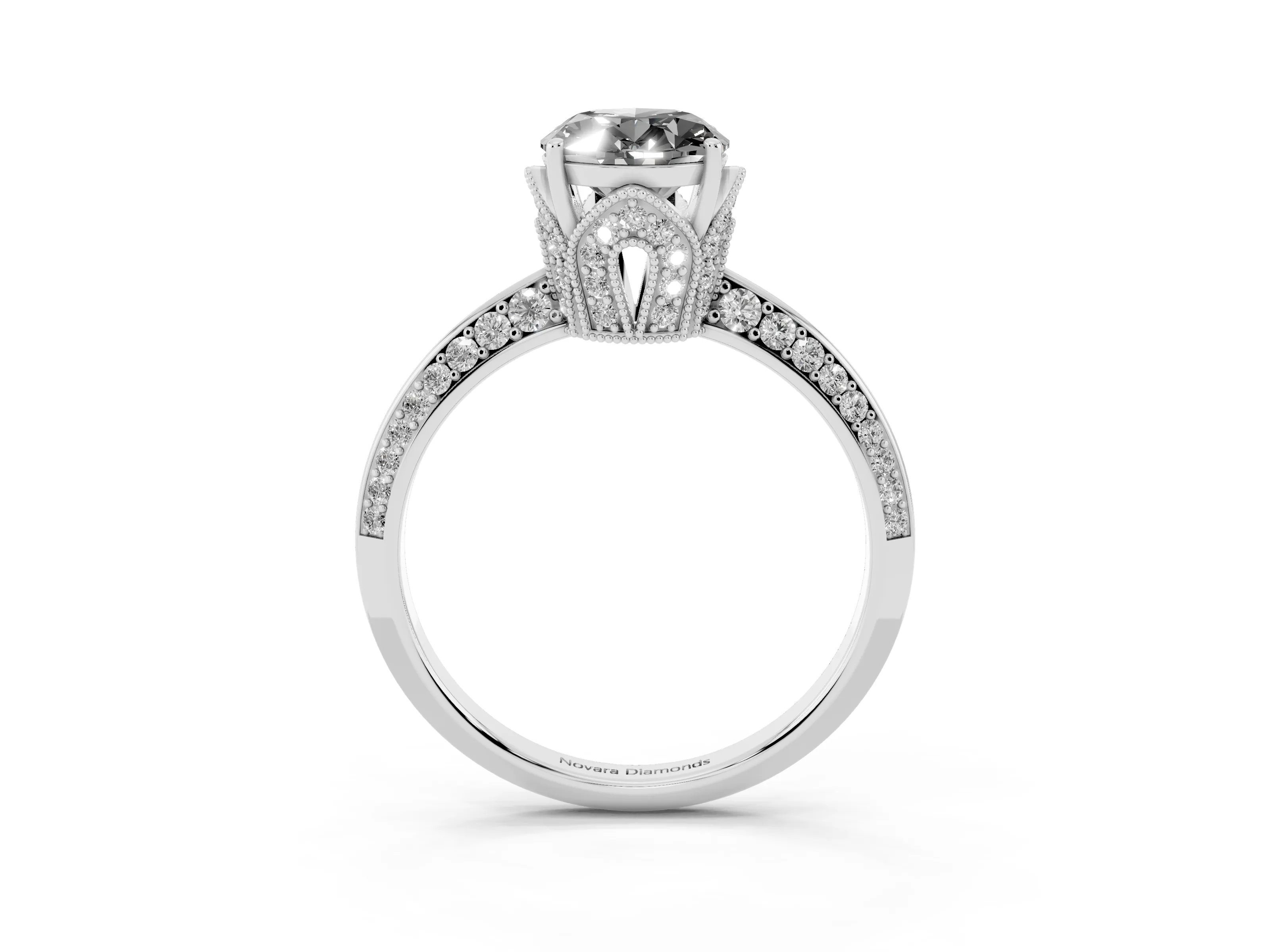 Fancy Black Oval Cut Diamond Solitaire Engagement Ring Set in Platinum with Pavé Split Shank and Prong Setting