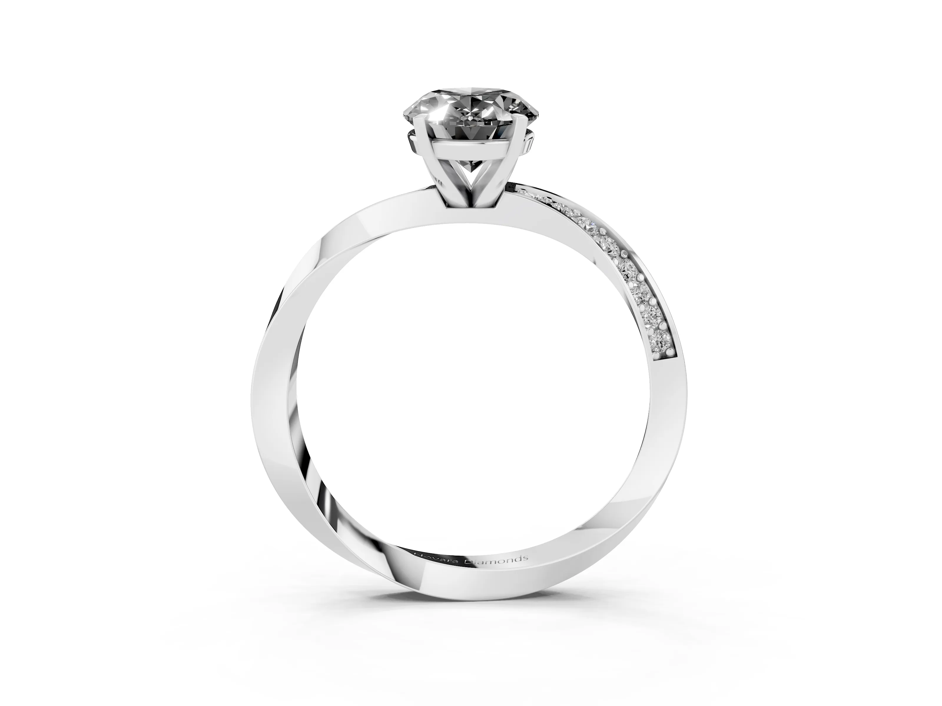 Fancy Black Oval Cut Diamond Engagement Ring Set in Silver with Side Stone Accents and Prong Setting