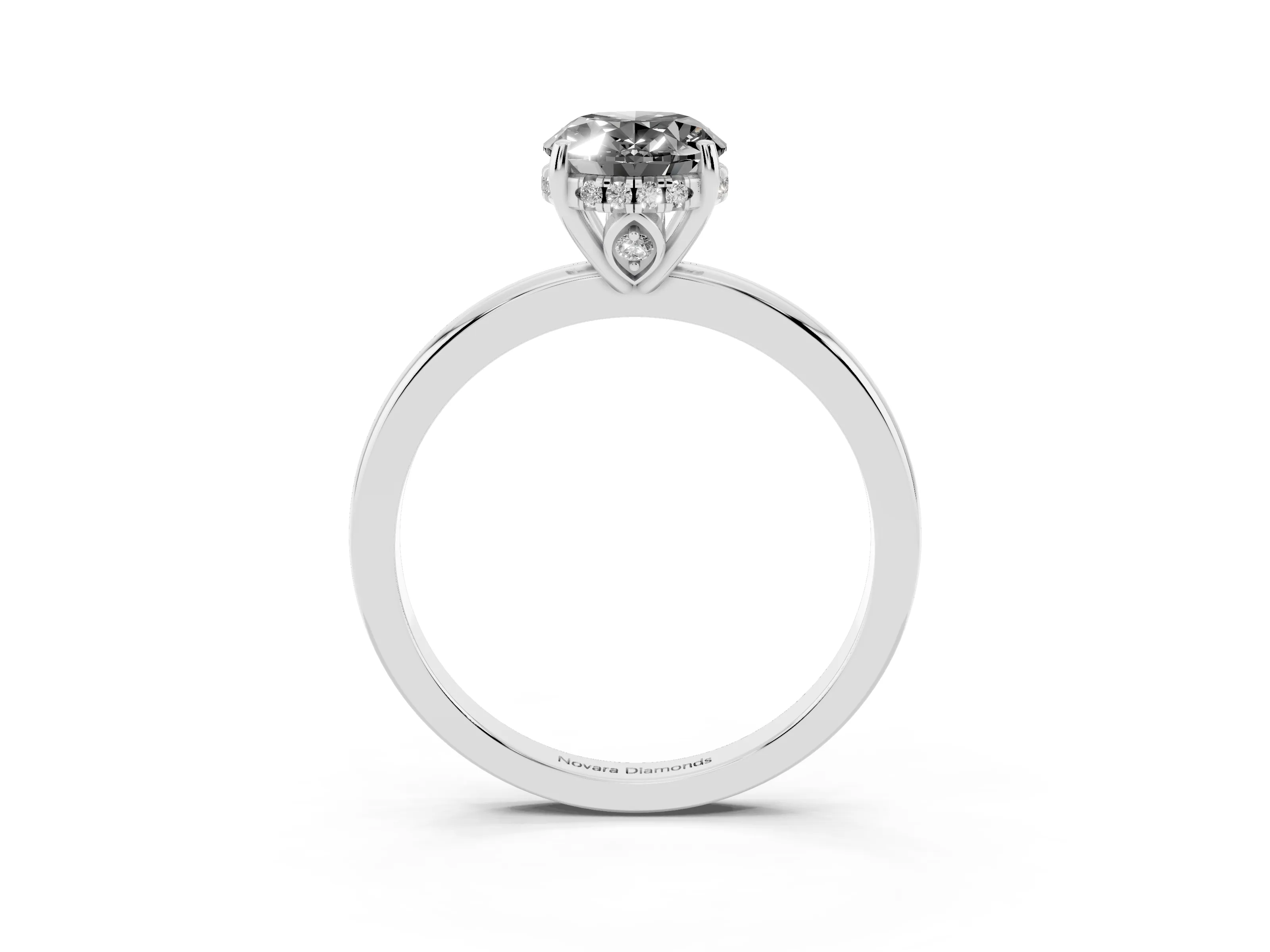 Fancy Black Oval Cut Diamond Solitaire Ring Set in White gold with Plain Band and Prong Setting