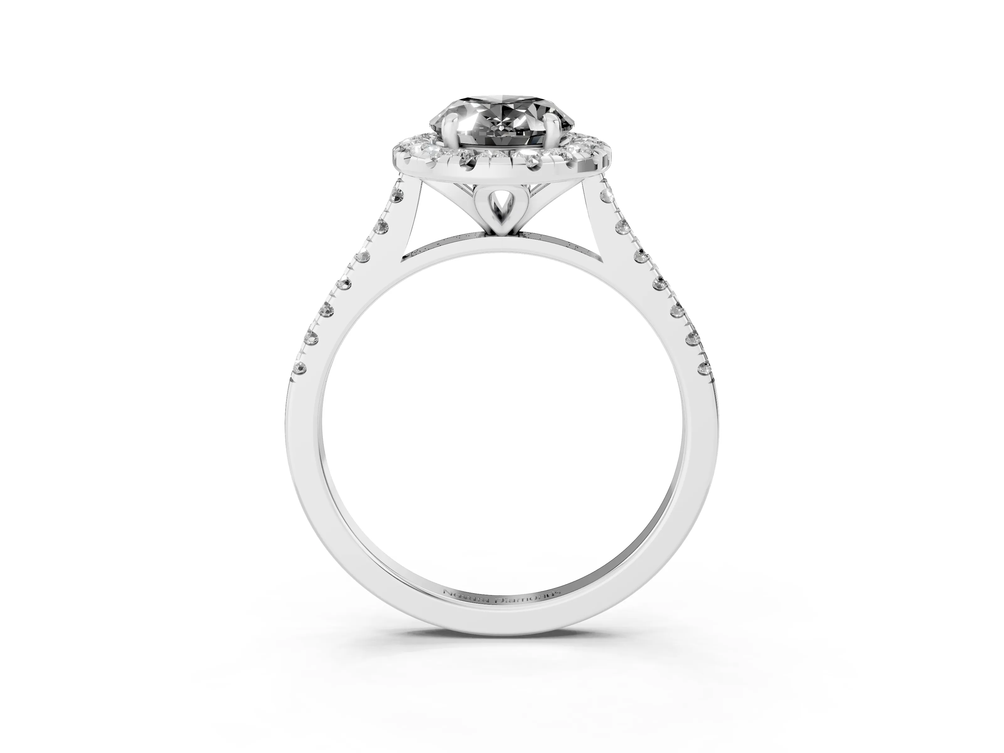 Fancy Black Oval Cut Diamond Cushion Halo Ring Set in Silver with Pavé Band