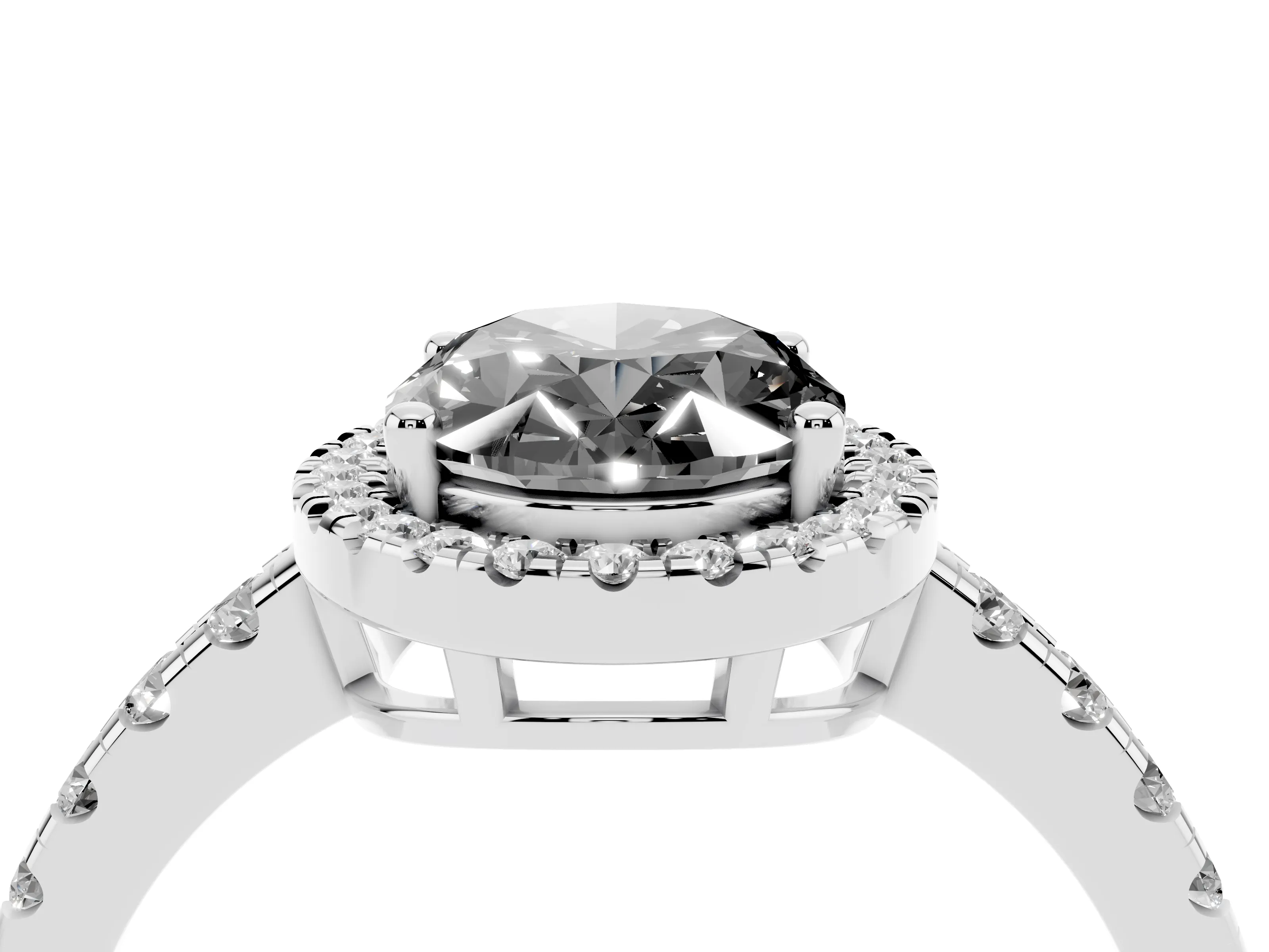 Fancy Black Oval Cut Diamond Halo Ring Set in Silver with Delicate Pavé Band and Prong Setting