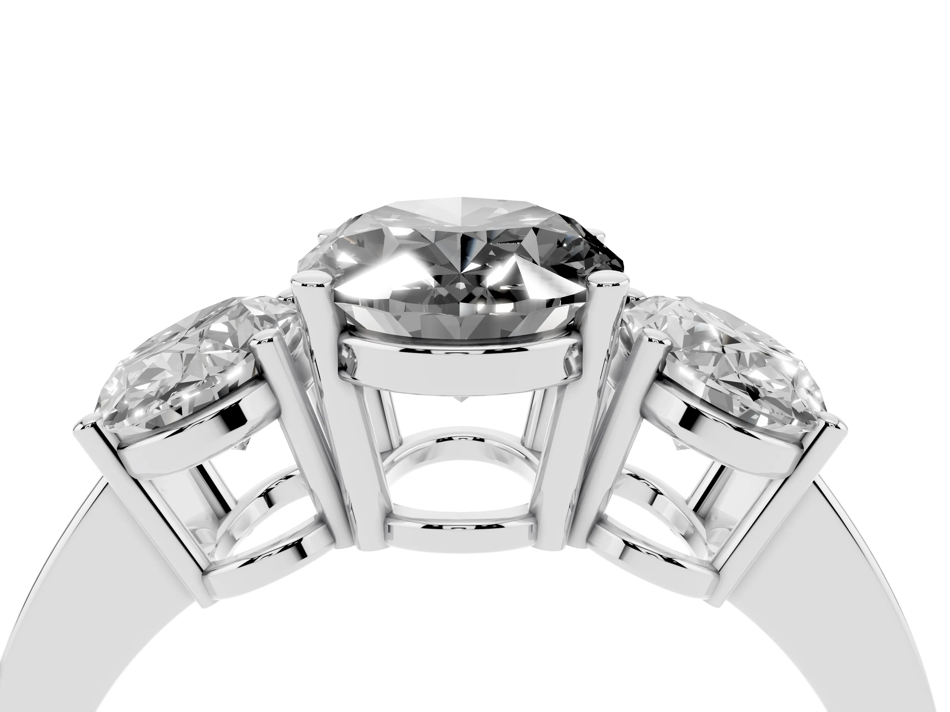 Fancy Black Oval Cut Diamond Three-Stone Engagement Ring Set in Platinum with Flat Band
