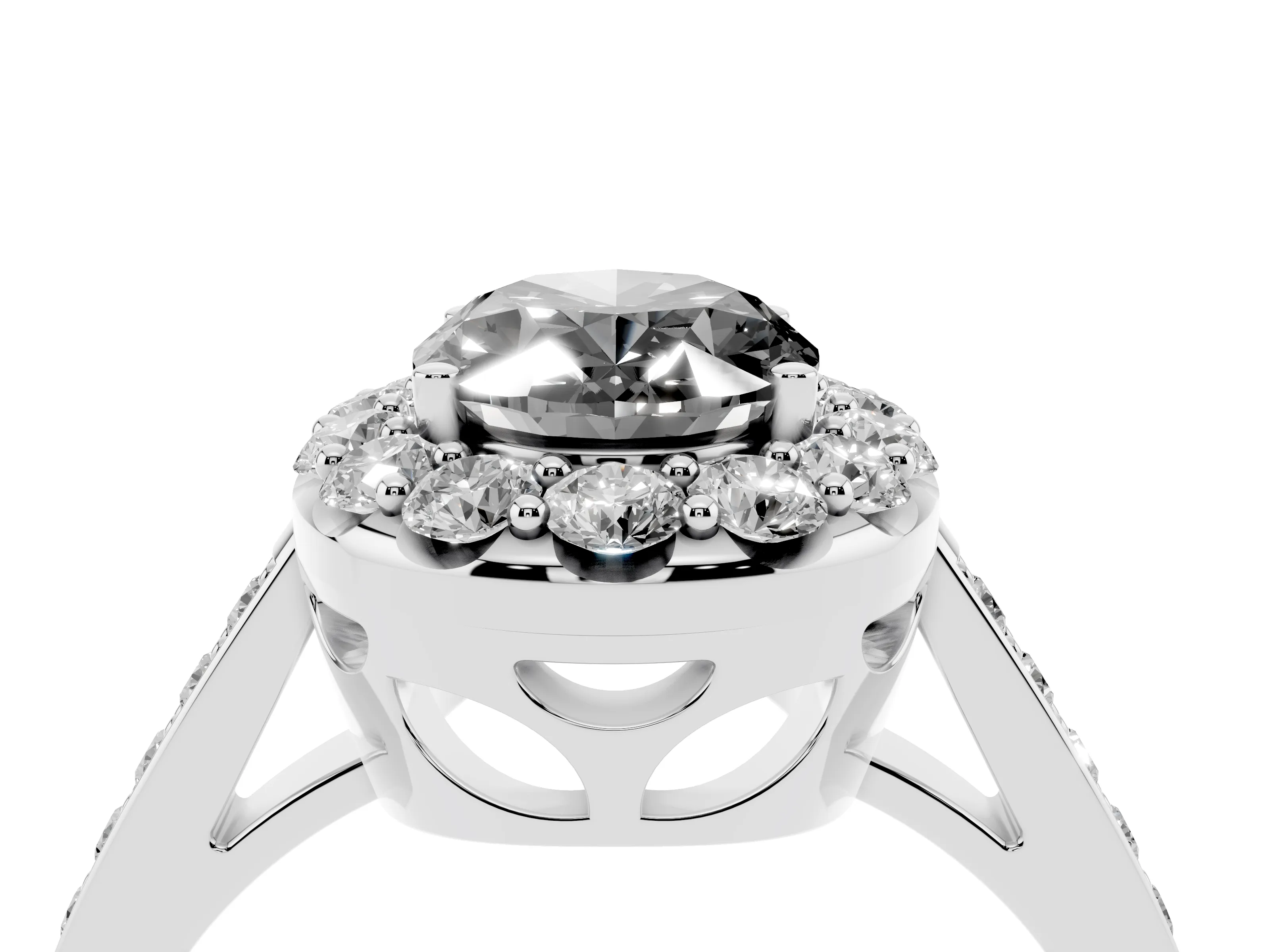 Fancy Black Oval Cut Diamond Floral Halo Ring Set in Silver with Pavé Band and Prong Setting