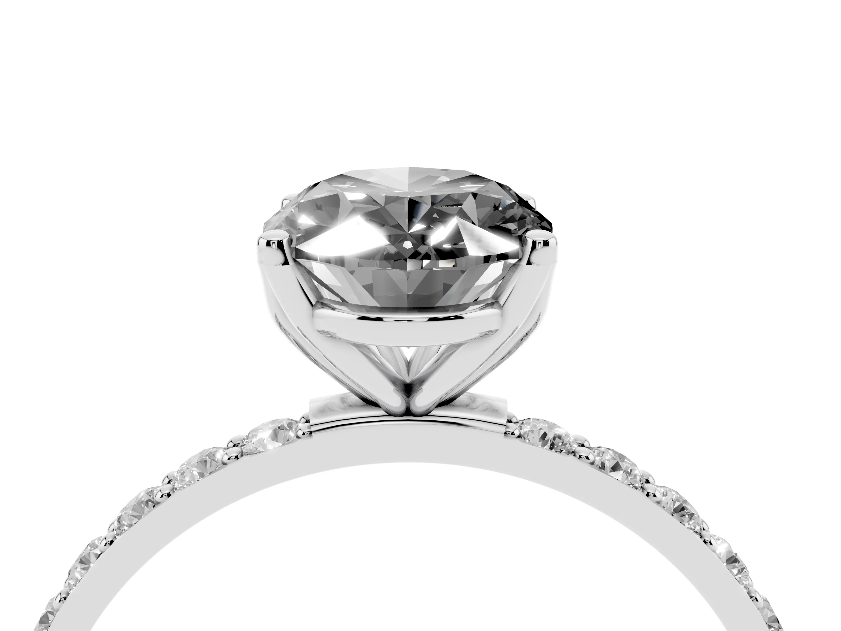Fancy Black Oval Cut Diamond Solitaire Engagement Ring Set in Silver with Round Pavé Band and Prong Setting