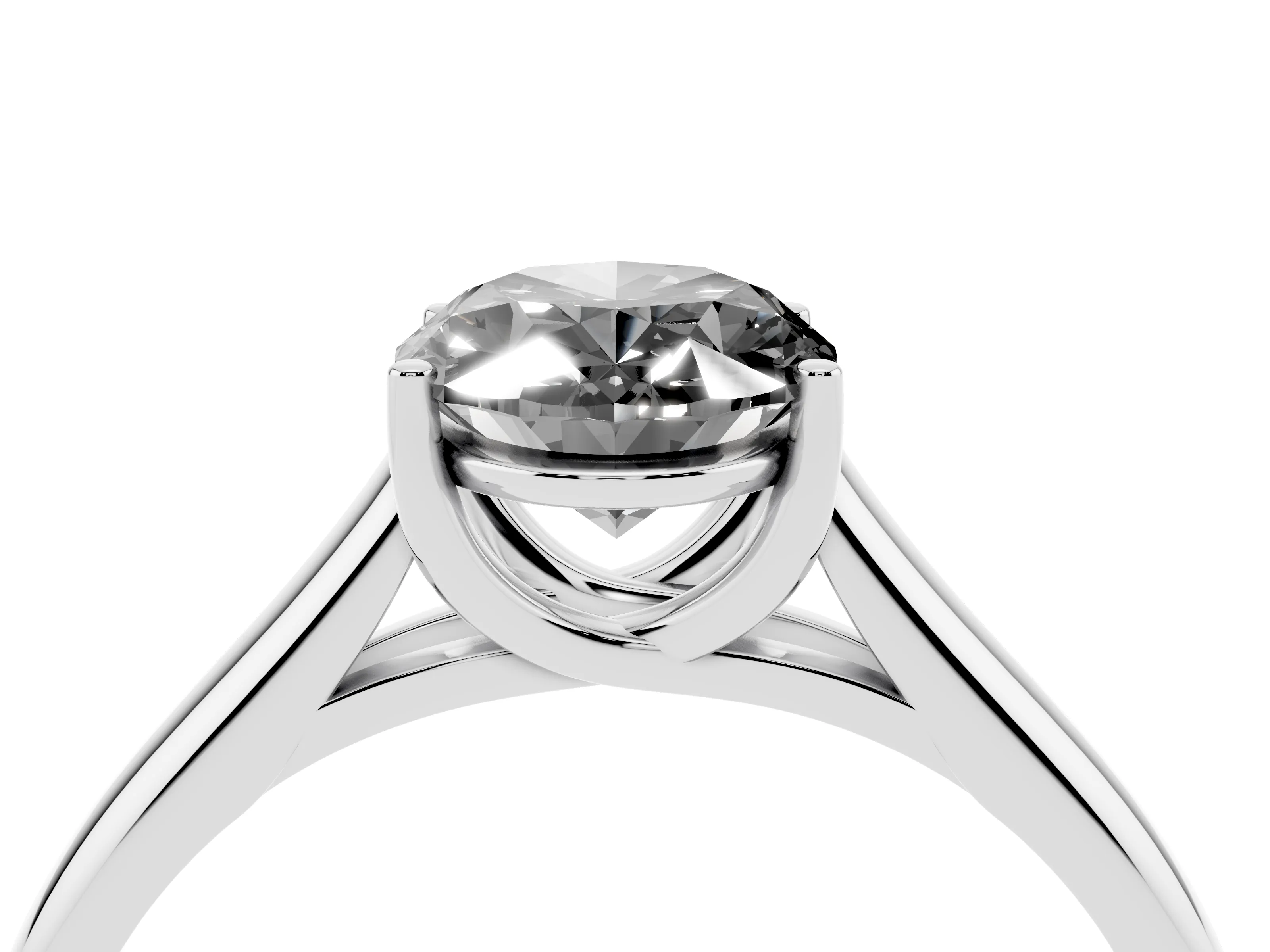 Fancy Black Oval Cut Diamond Solitaire Engagement Ring Set in White gold with Subtly Tapered Band and Prong Setting