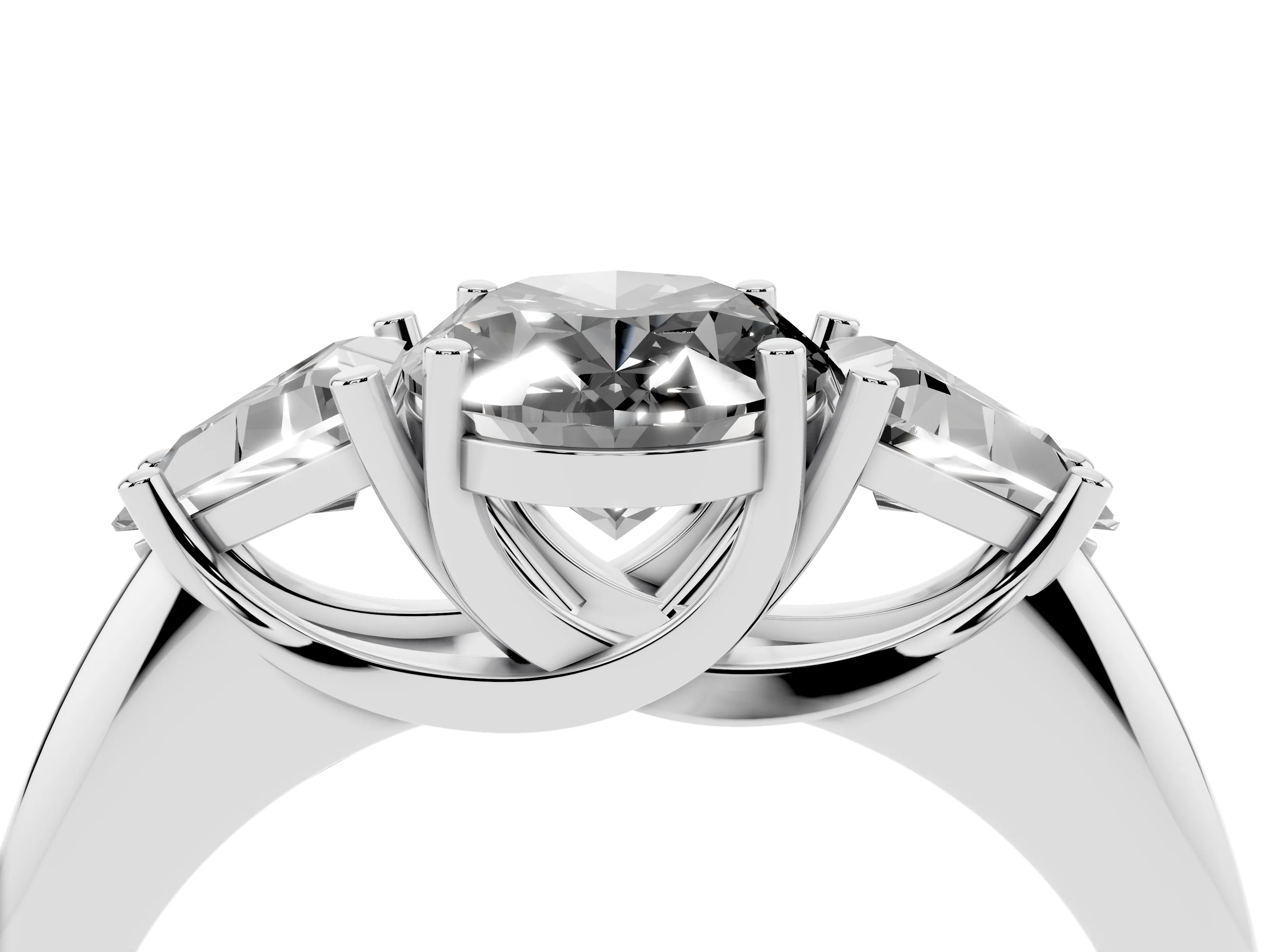 Fancy Black Oval Cut Diamond Three-Stone Engagement Ring Set in Platinum with Trillion Side Stones