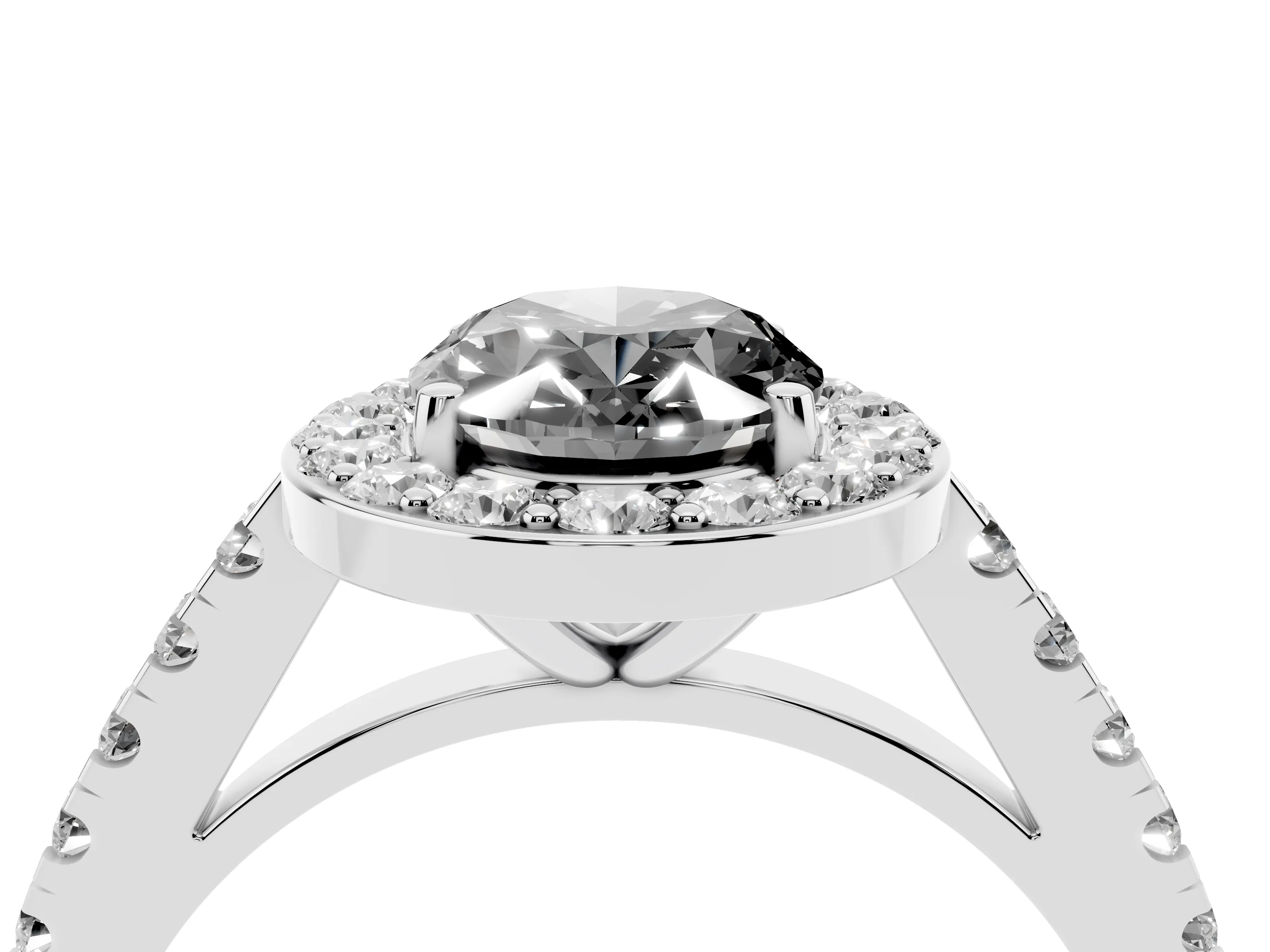 Fancy Black Oval Cut Diamond Halo Ring Set in Silver with Round Pavé Split Shank and Prong Setting