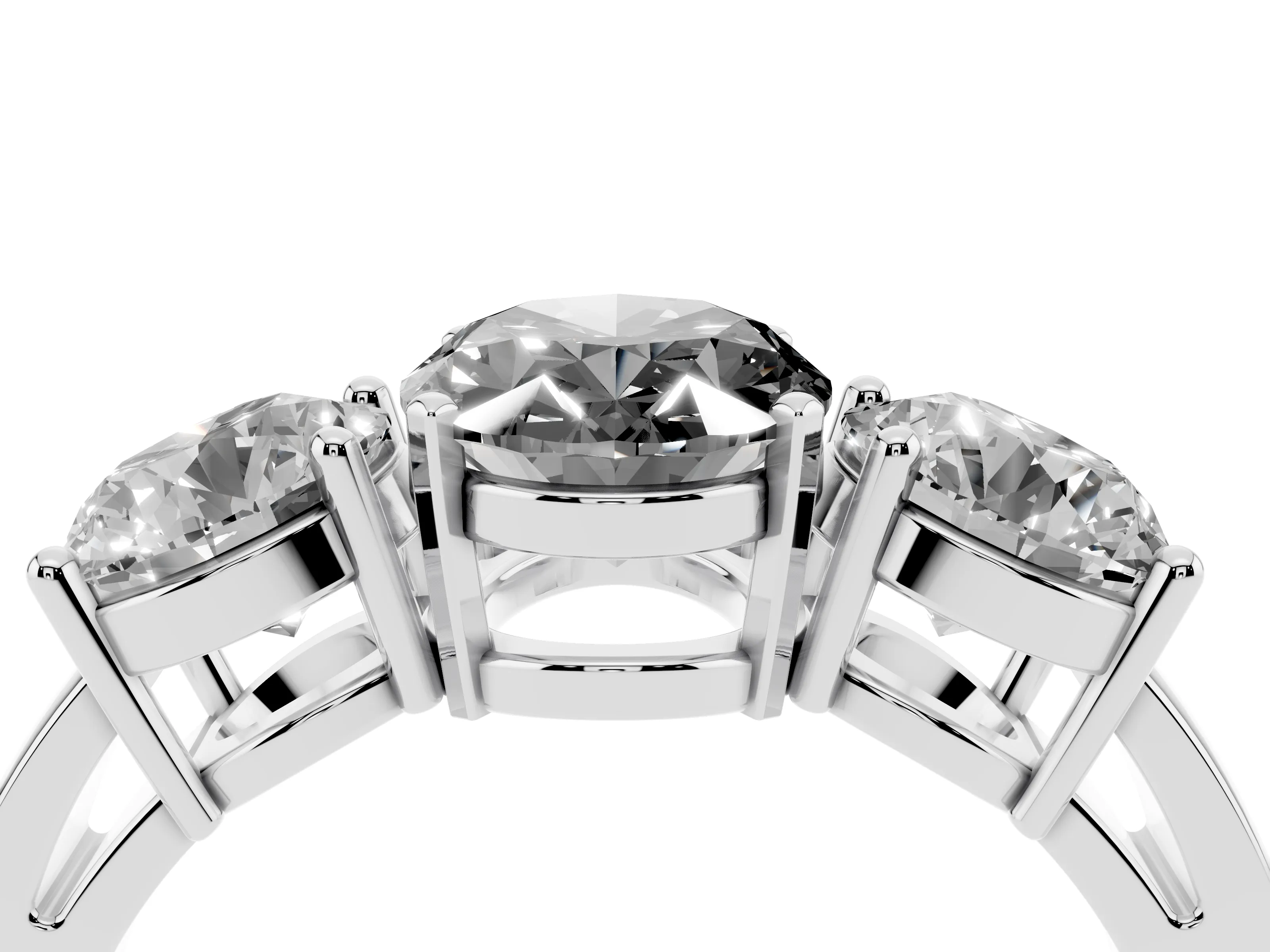 Fancy Black Oval Cut Diamond Three-Stone Ring Set in Platinum with Round Side Stones and Classic Band