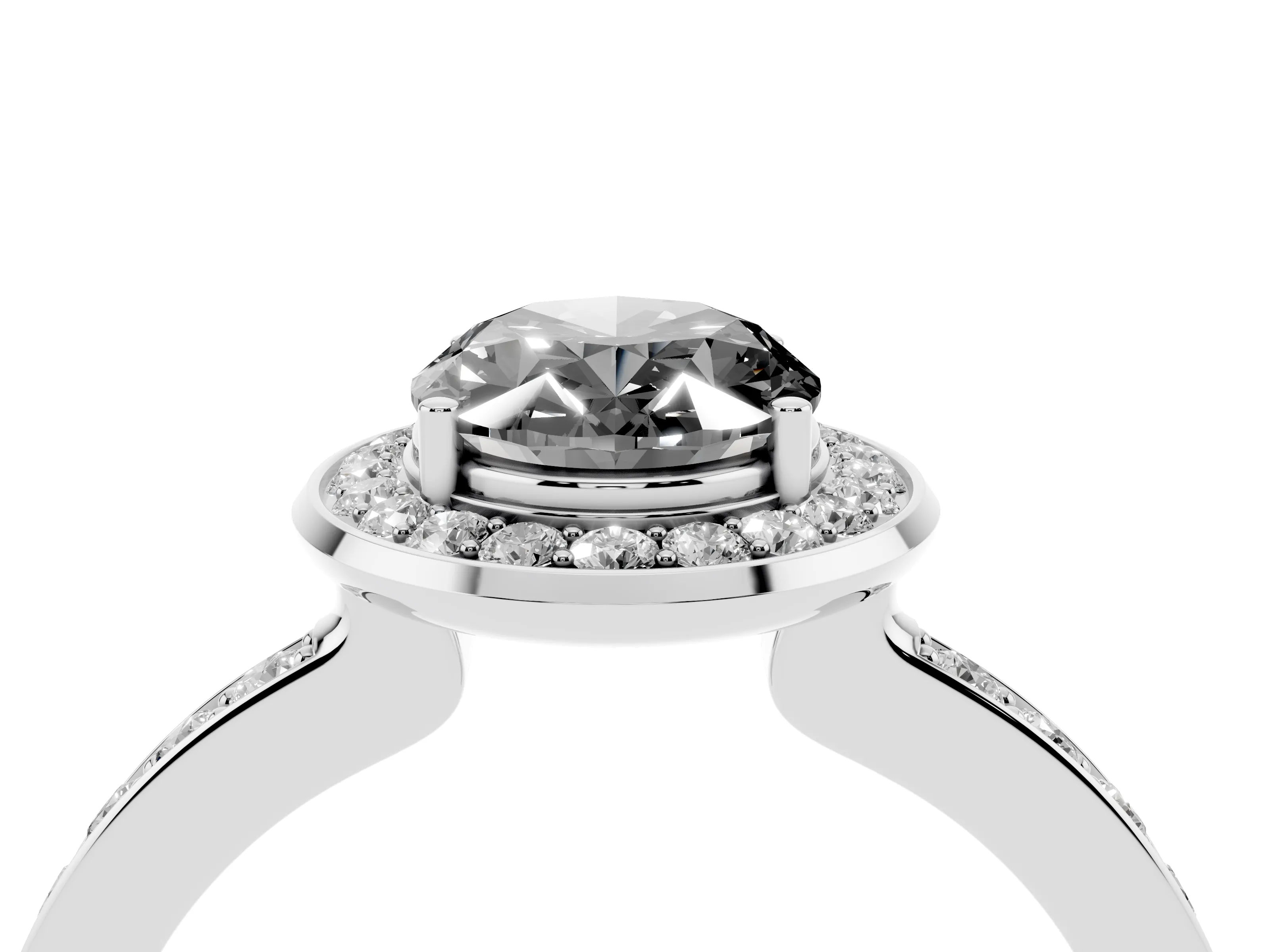 Fancy Black Oval Cut Diamond Halo Ring Set in Platinum with Bezel Frame and Pavé Band