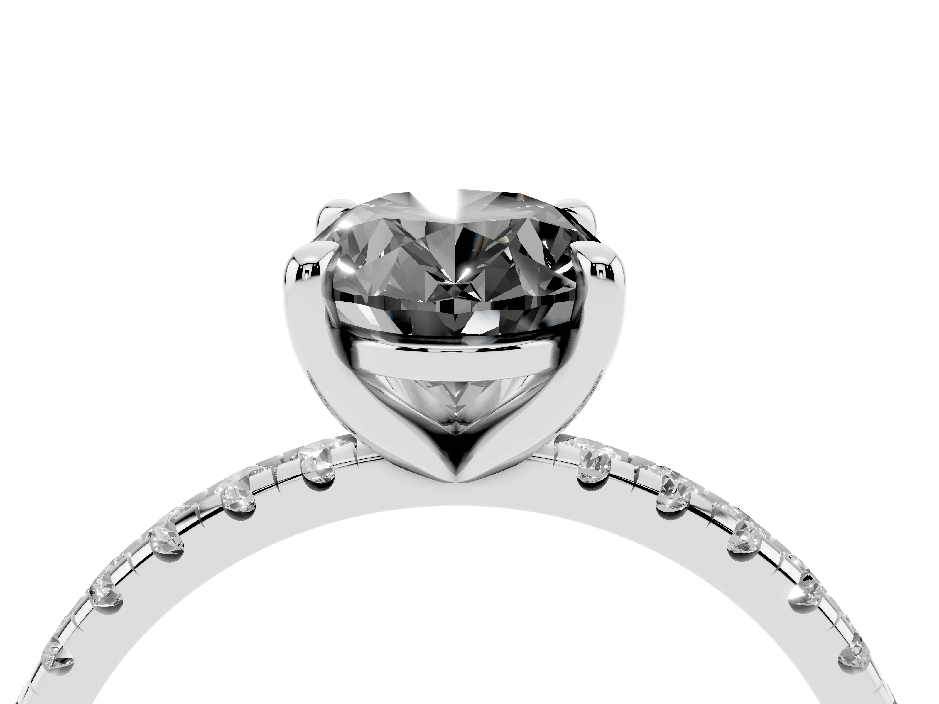 Fancy Black Oval Cut Diamond Brilliant Solitaire Ring Set in White gold with Pavé Band and Prong Setting