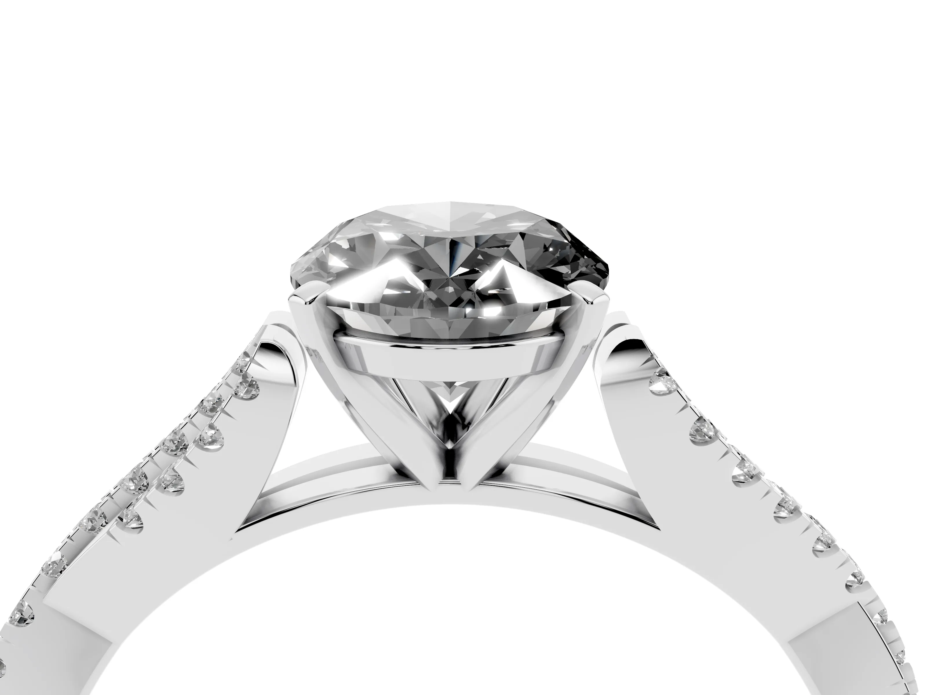 Fancy Black Oval Cut Diamond Solitaire Engagement Ring Set in White gold with Twisted Pavé Band and Prong Setting
