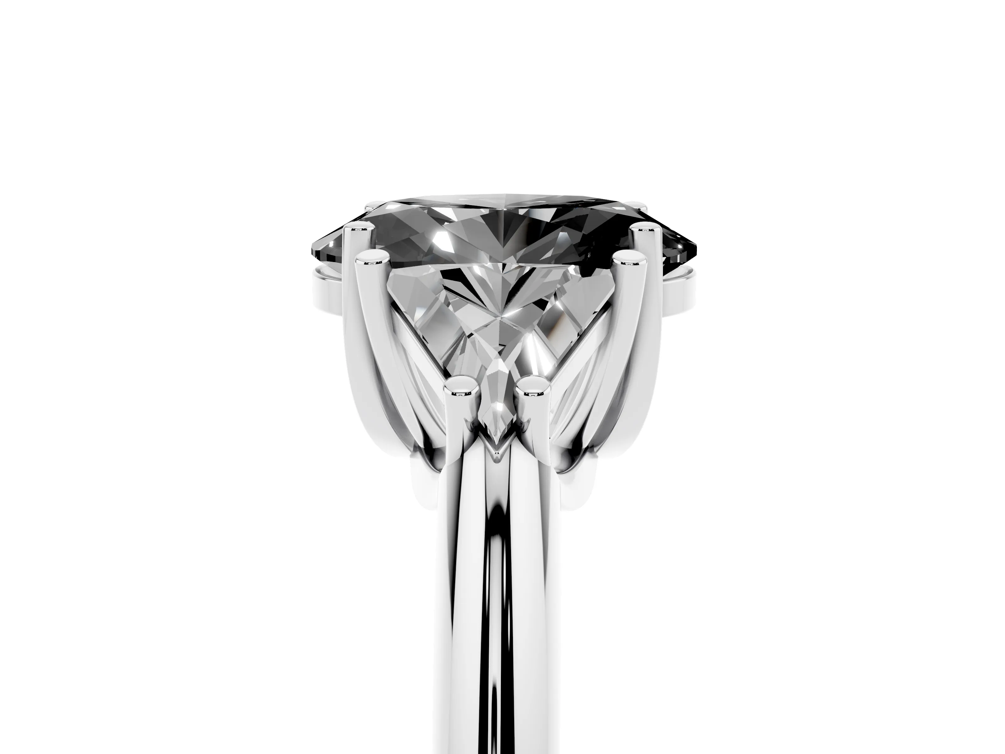 Fancy Black Oval Cut Diamond Three-Stone Engagement Ring Set in Platinum with Trillion Side Stones