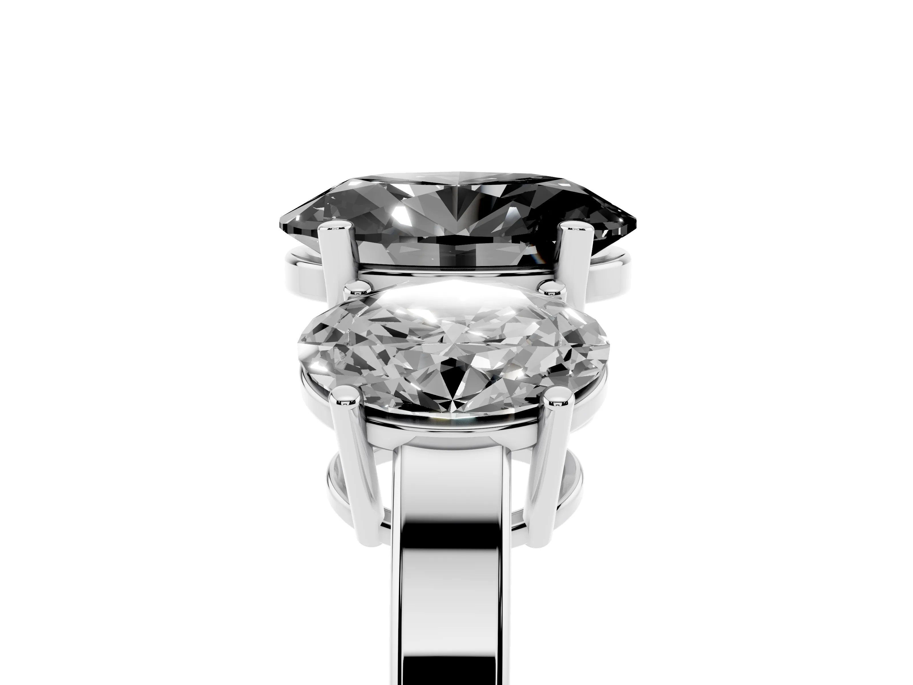 Fancy Black Oval Cut Diamond Three-Stone Engagement Ring Set in Platinum with Flat Band