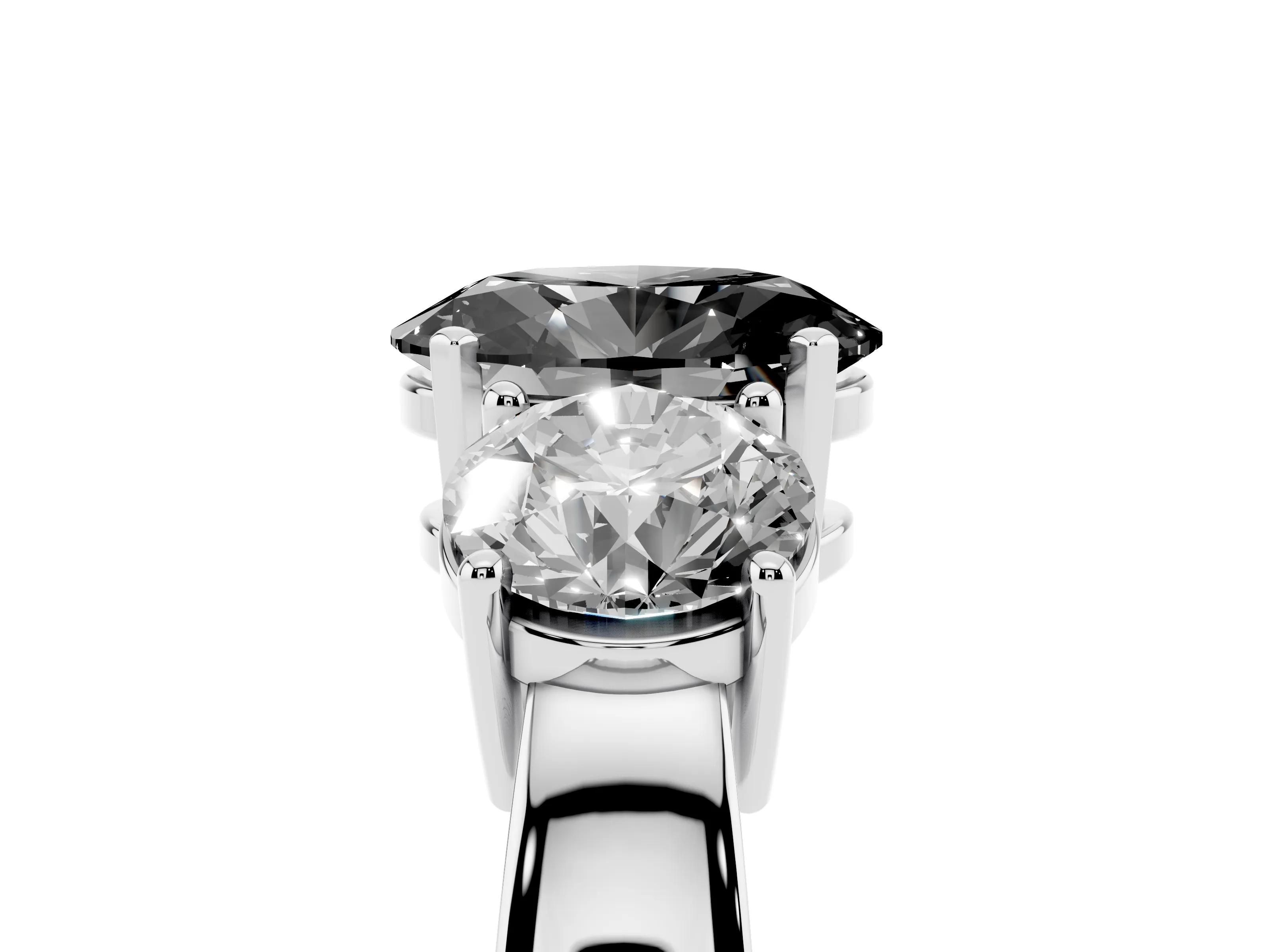 Fancy Black Oval Cut Diamond Three-Stone Ring Set in Platinum with Round Side Stones and Classic Band