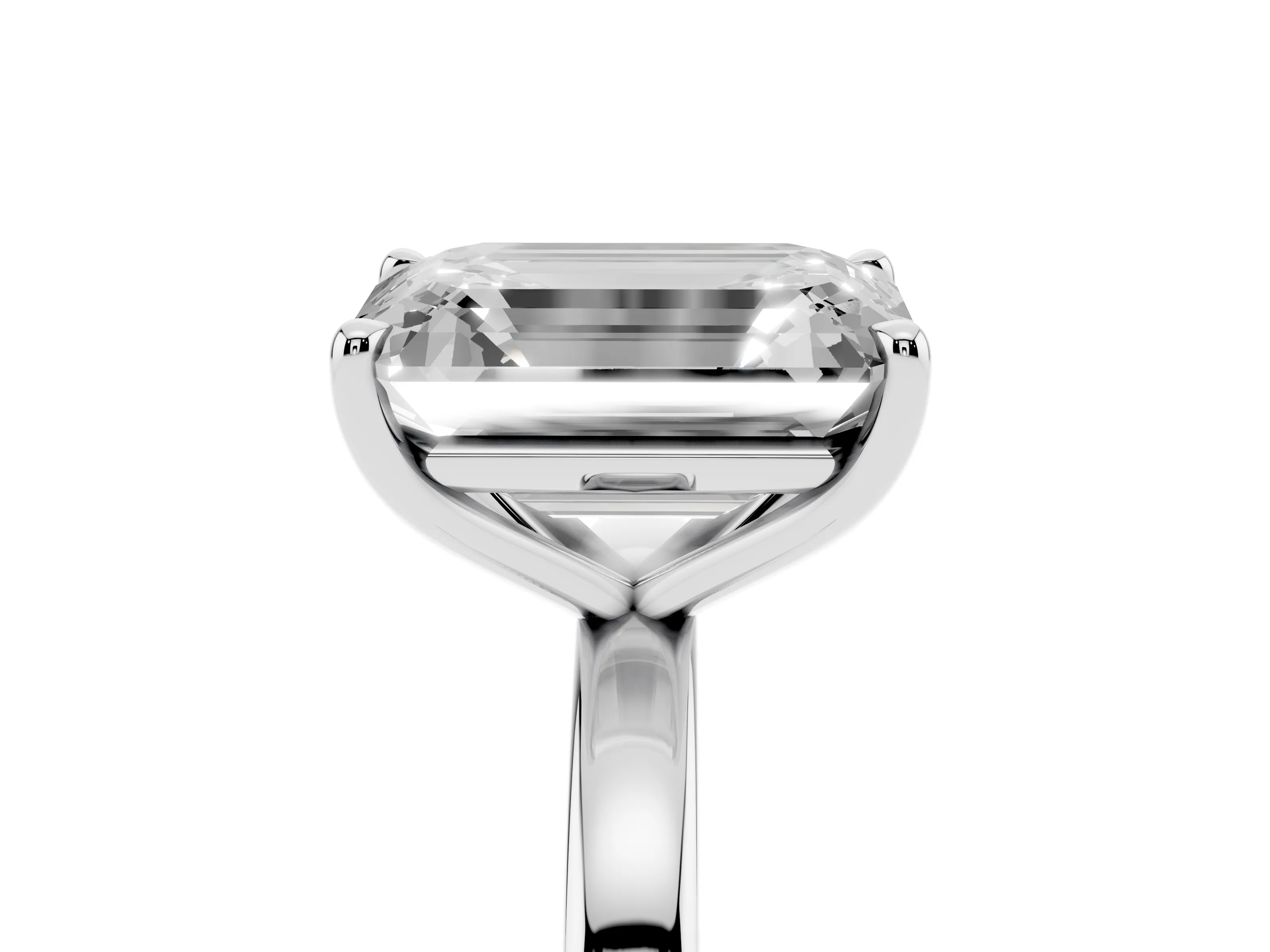 Fancy Blue Oval Cut and Emerald Cut Toi Moi Ring Set in Platinum with Prong Setting