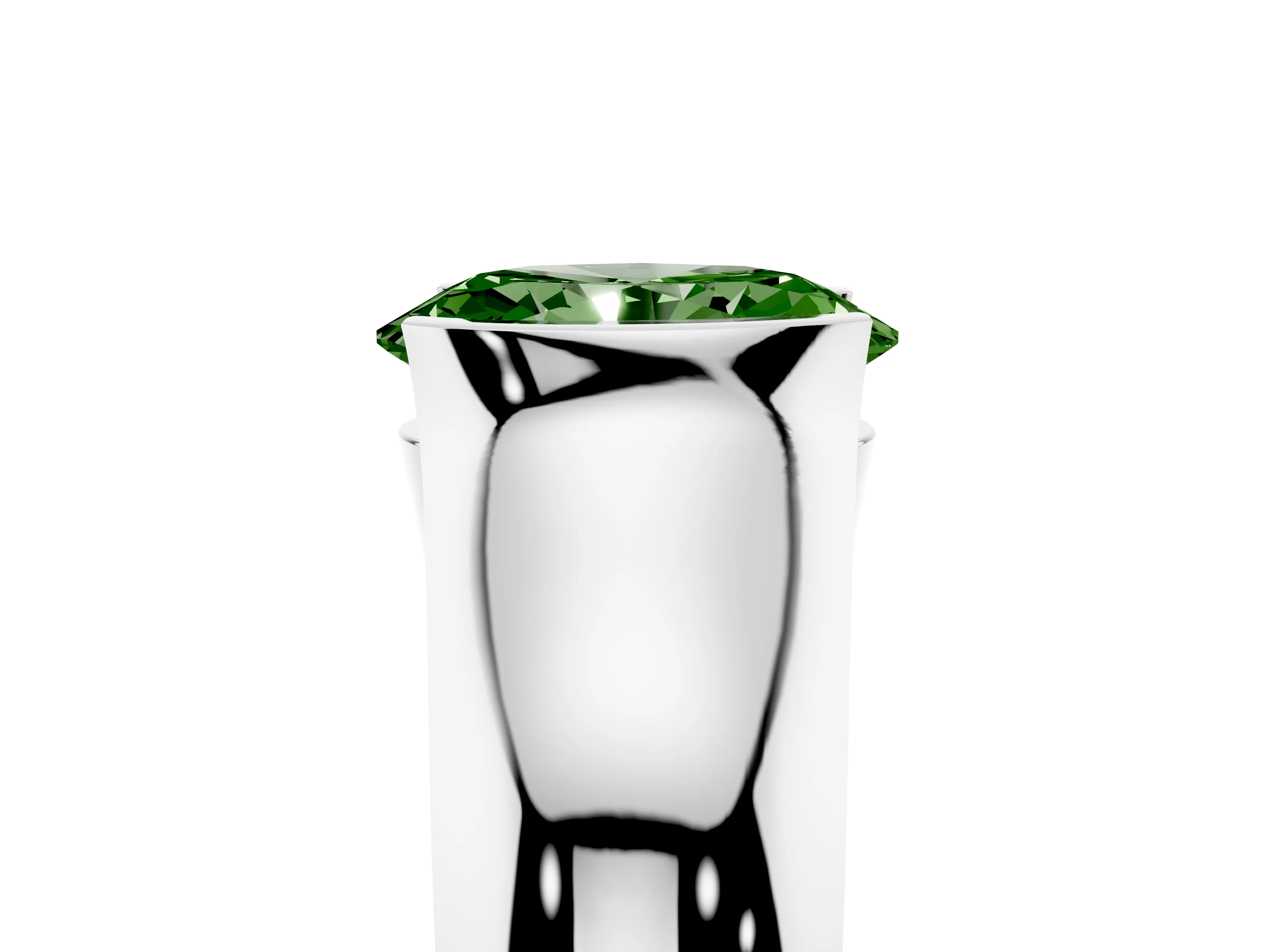 Fancy Green Oval Cut Diamond Bezel Solitaire Ring Set in White gold with Wide Band