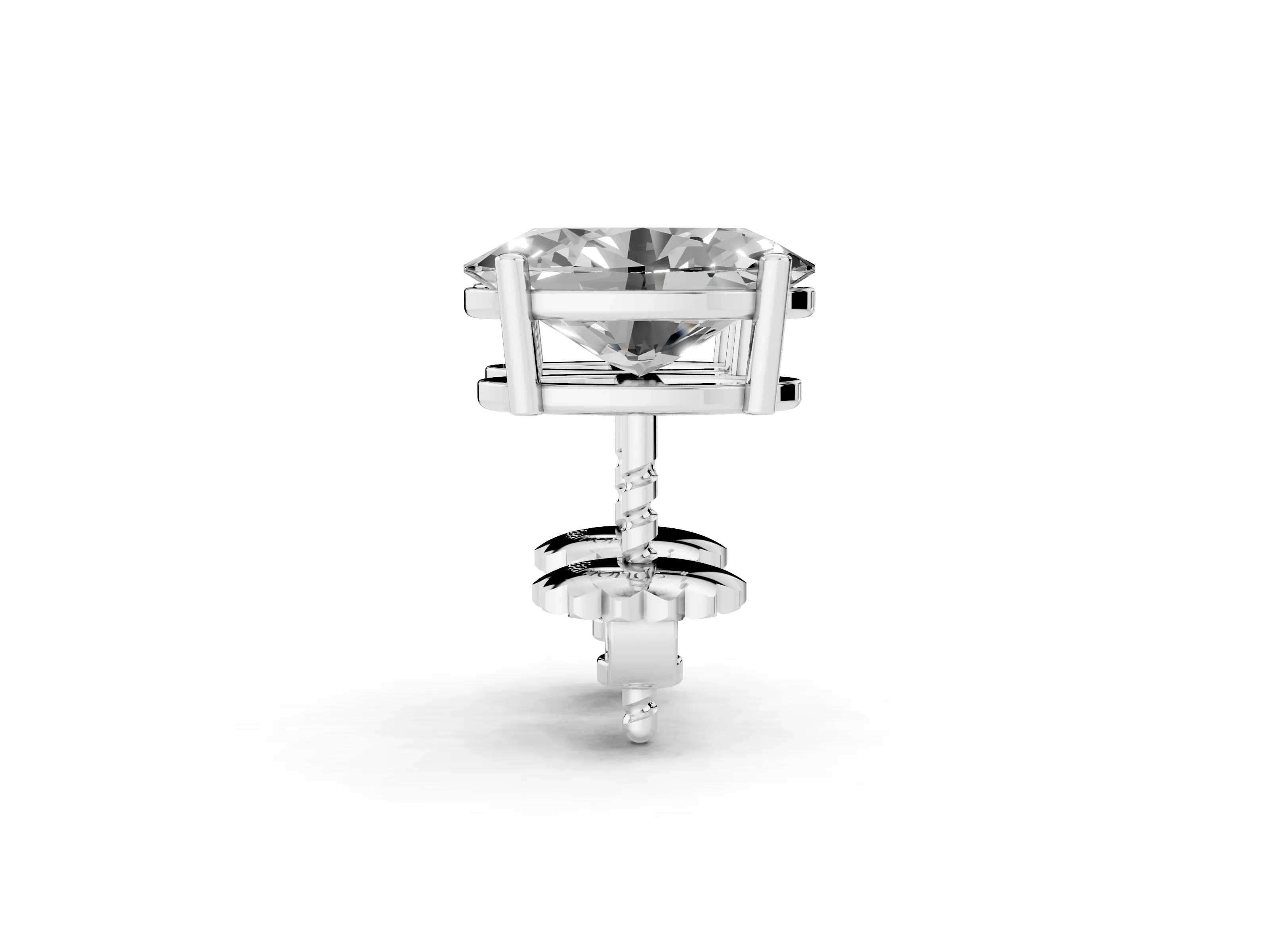 Oval Cut Diamond Solitaire Stud Earrings Set in Silver with Basket Setting