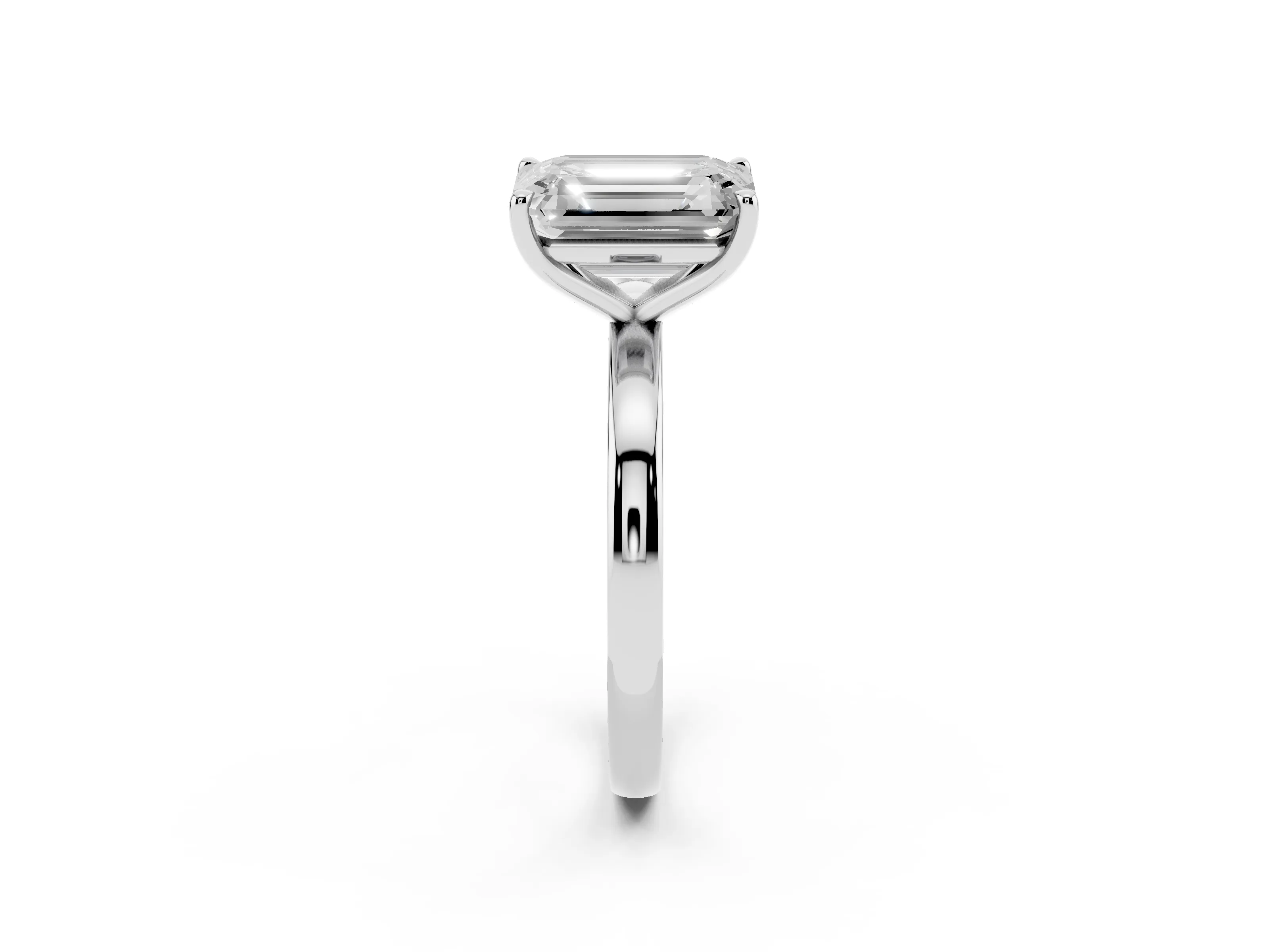 Oval Cut and Emerald Cut Toi Moi Ring Set in White gold with Prong Setting