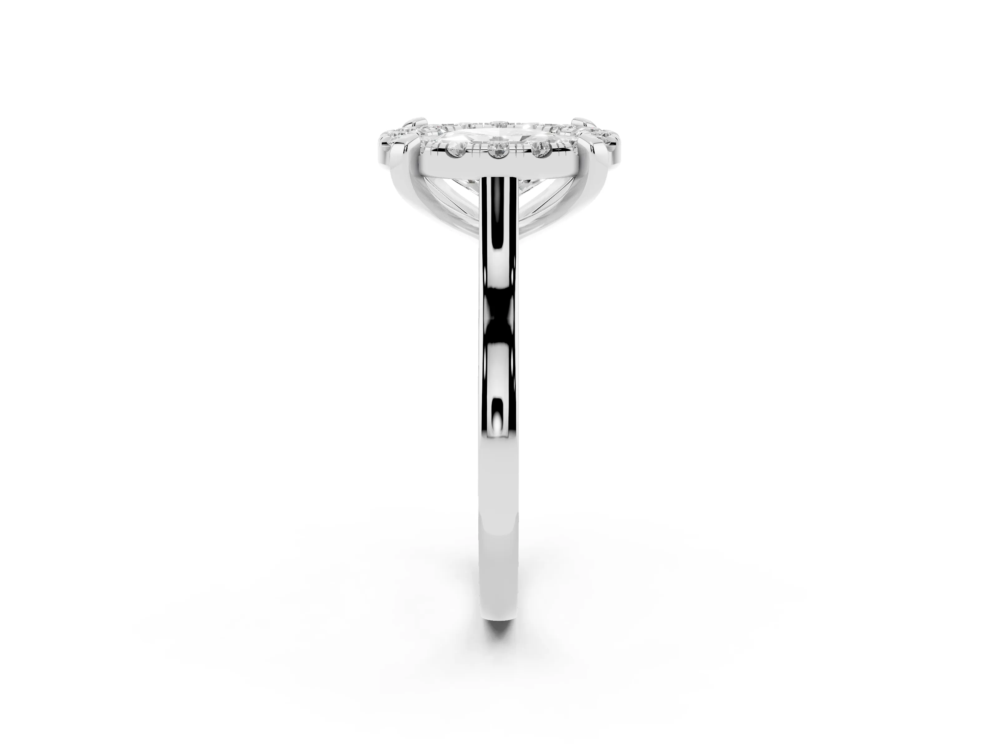 Oval Cut Diamond Cluster Halo Solitaire Ring Set in White gold with Prong Setting