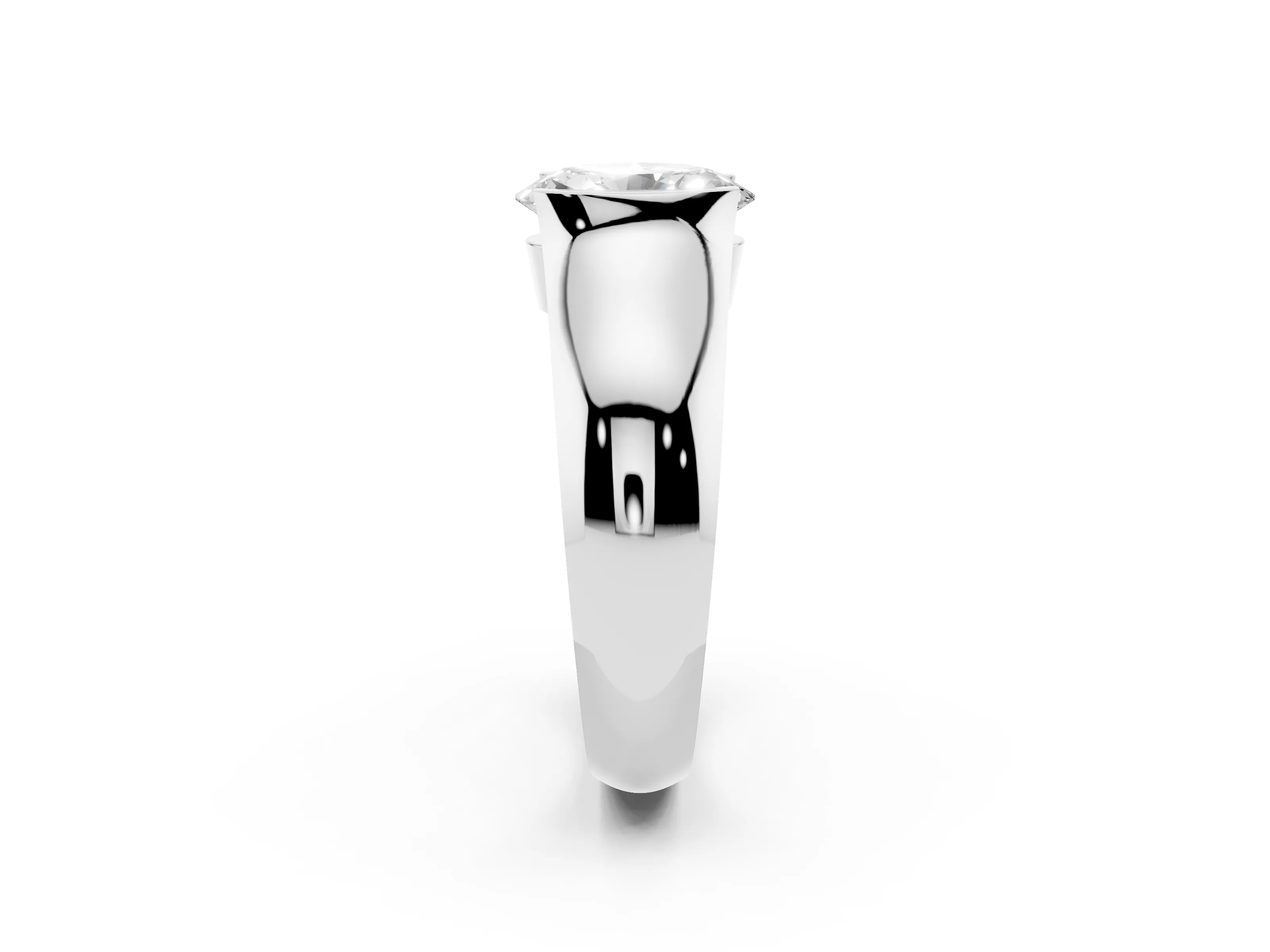 Oval Cut Diamond Bezel Solitaire Ring Set in White gold with Wide Band
