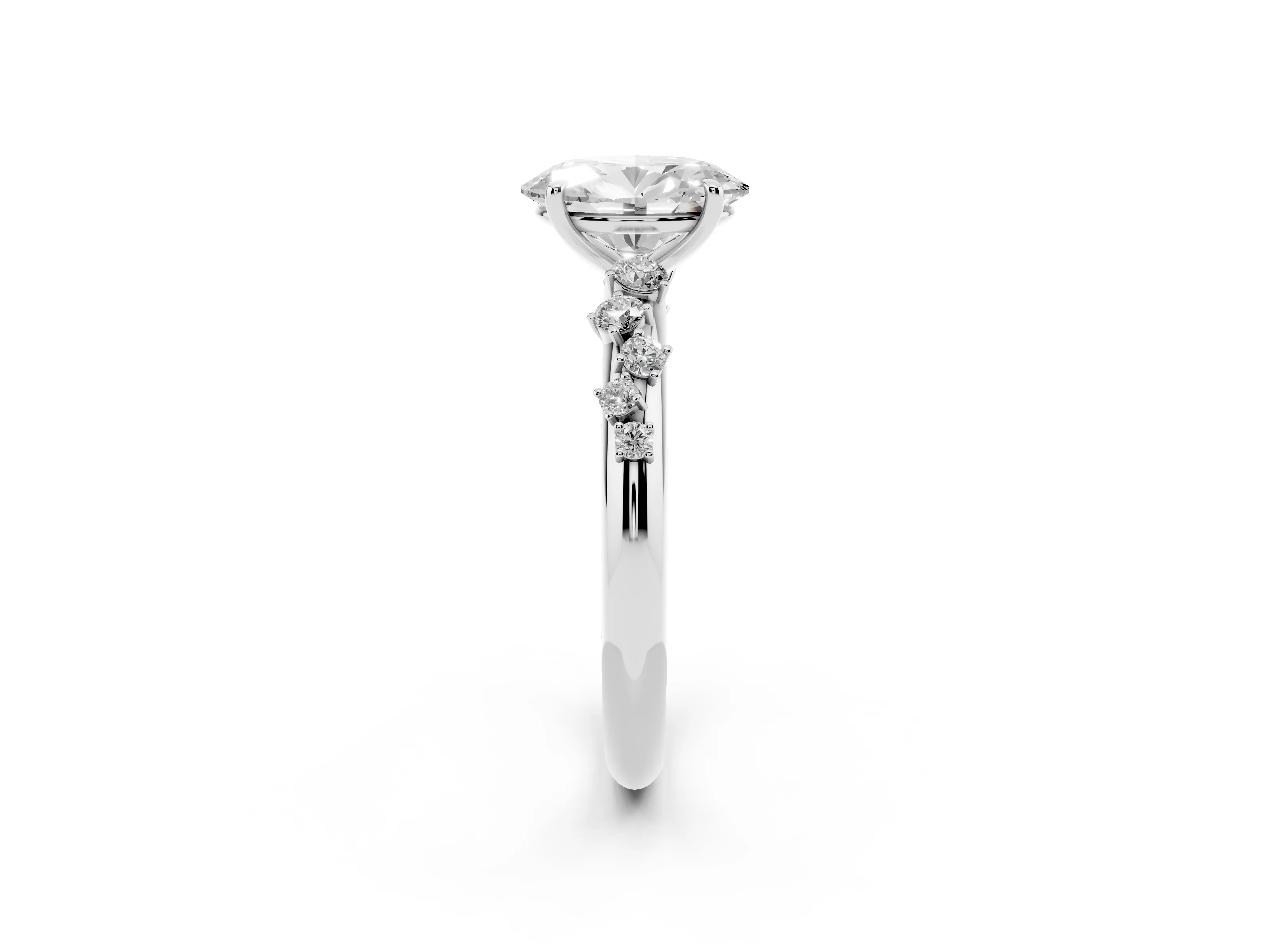 Oval Cut Diamond Cluster Solitaire Ring Set in Platinum with Prong Setting