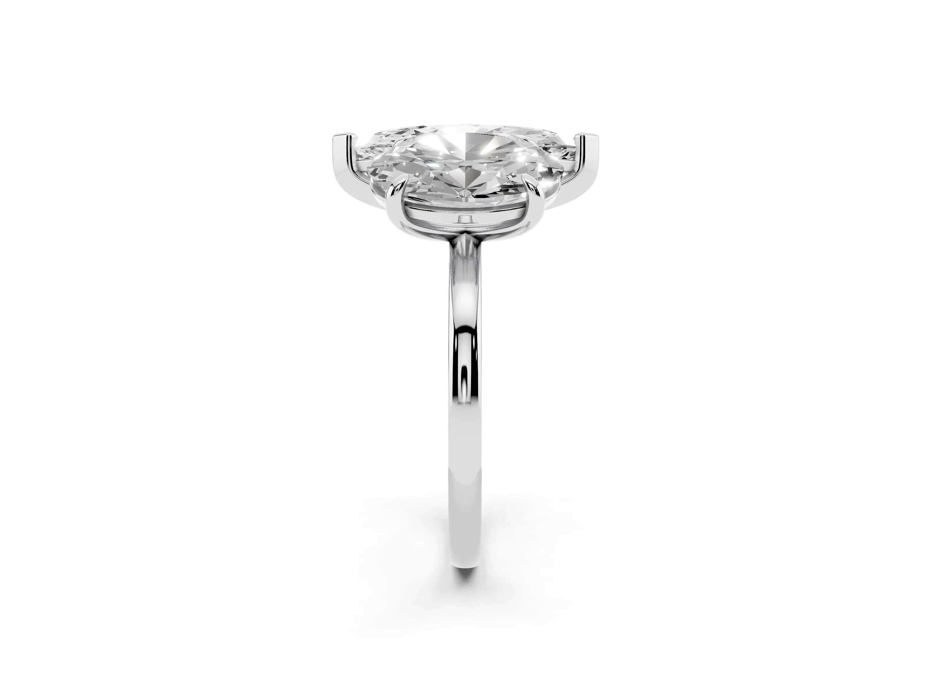 Oval and Marquise Toi Moi Ring Set in Silver with Prong Setting and Plain Band