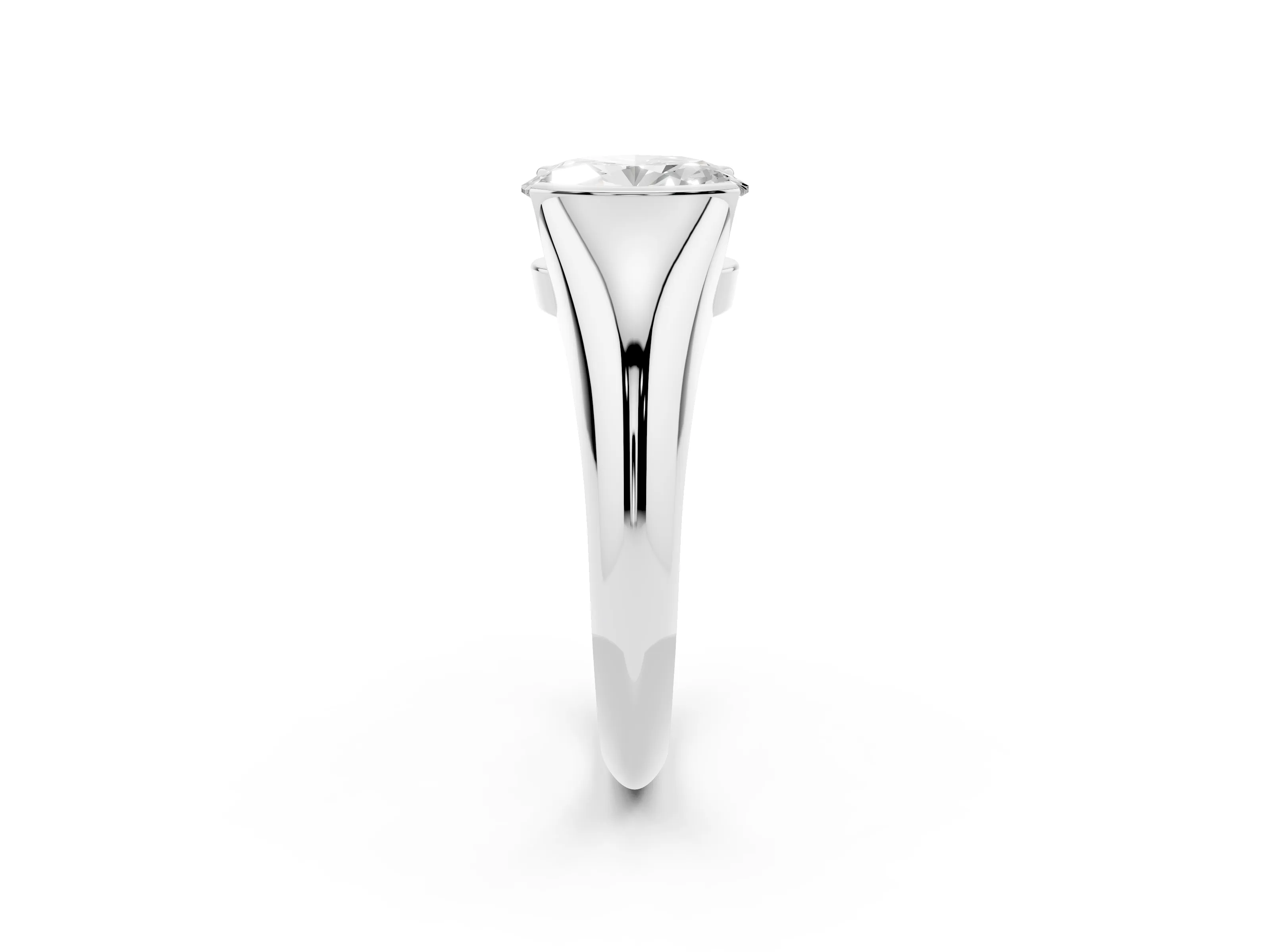 Oval Cut Diamond Solitaire Tension Set Ring Set in Platinum