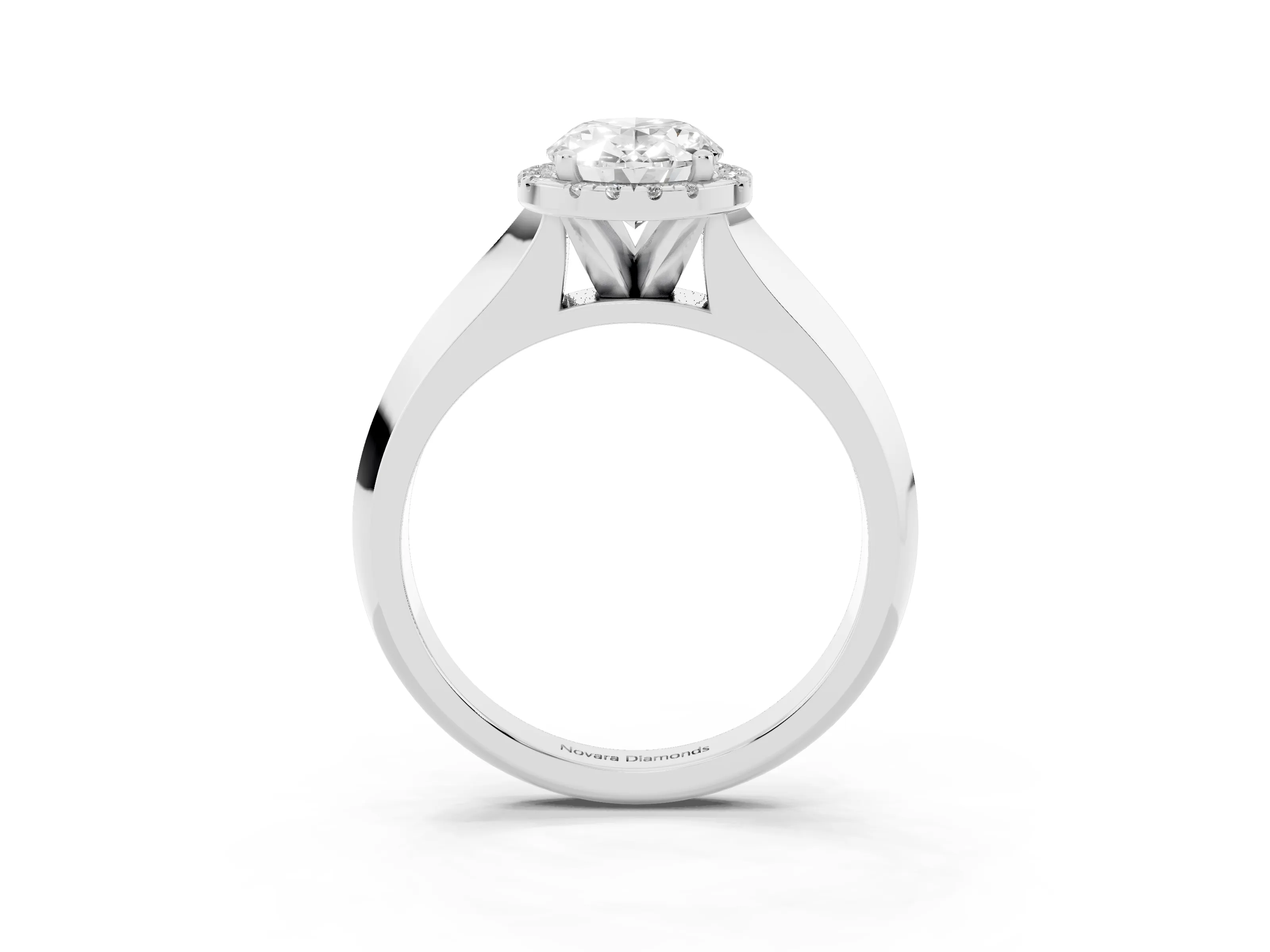 Oval Cut Diamond Halo Ring Set in Silver with Cathedral Band and Prong Setting