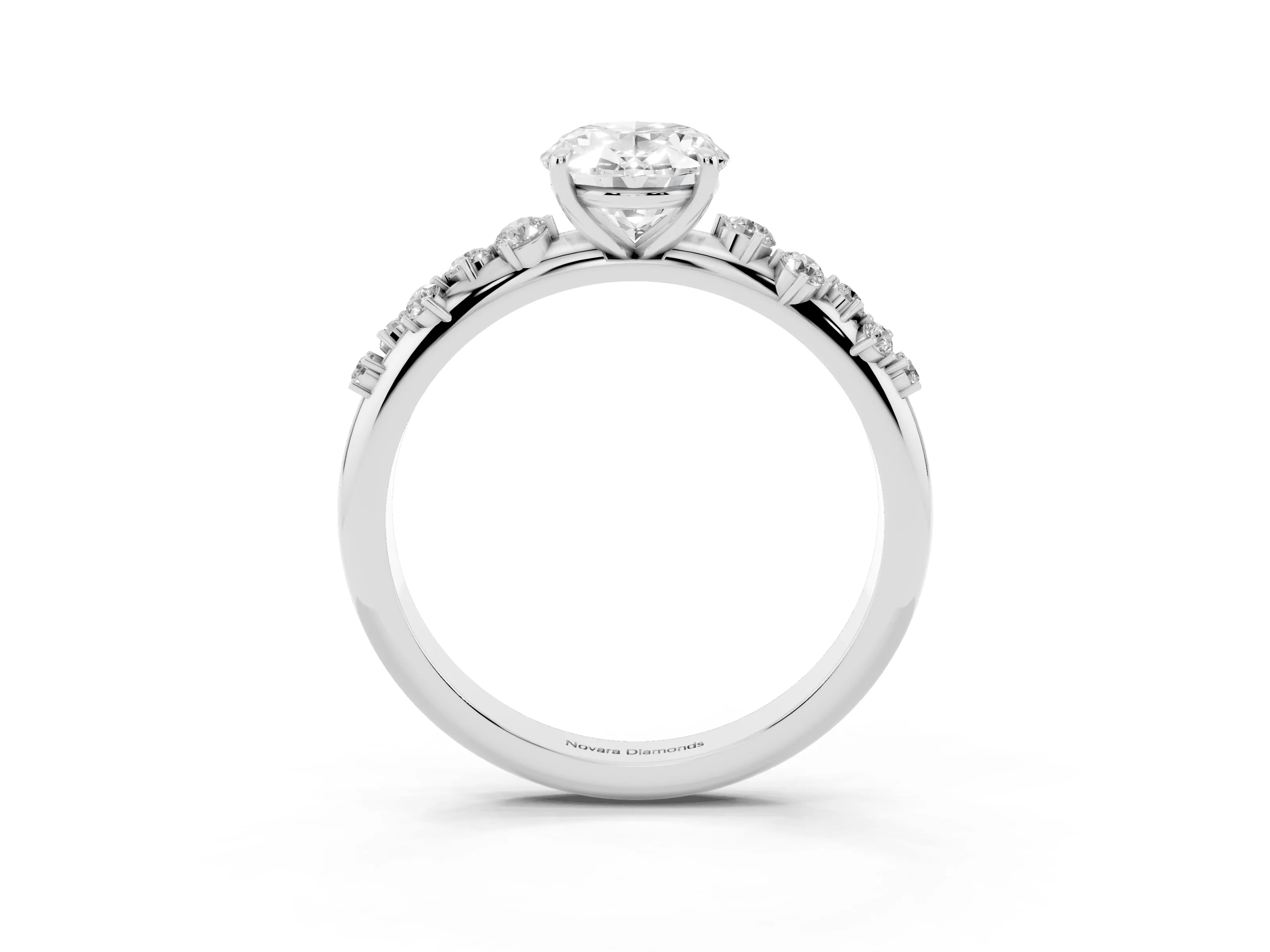 Oval Cut Diamond Cluster Solitaire Ring Set in Platinum with Prong Setting