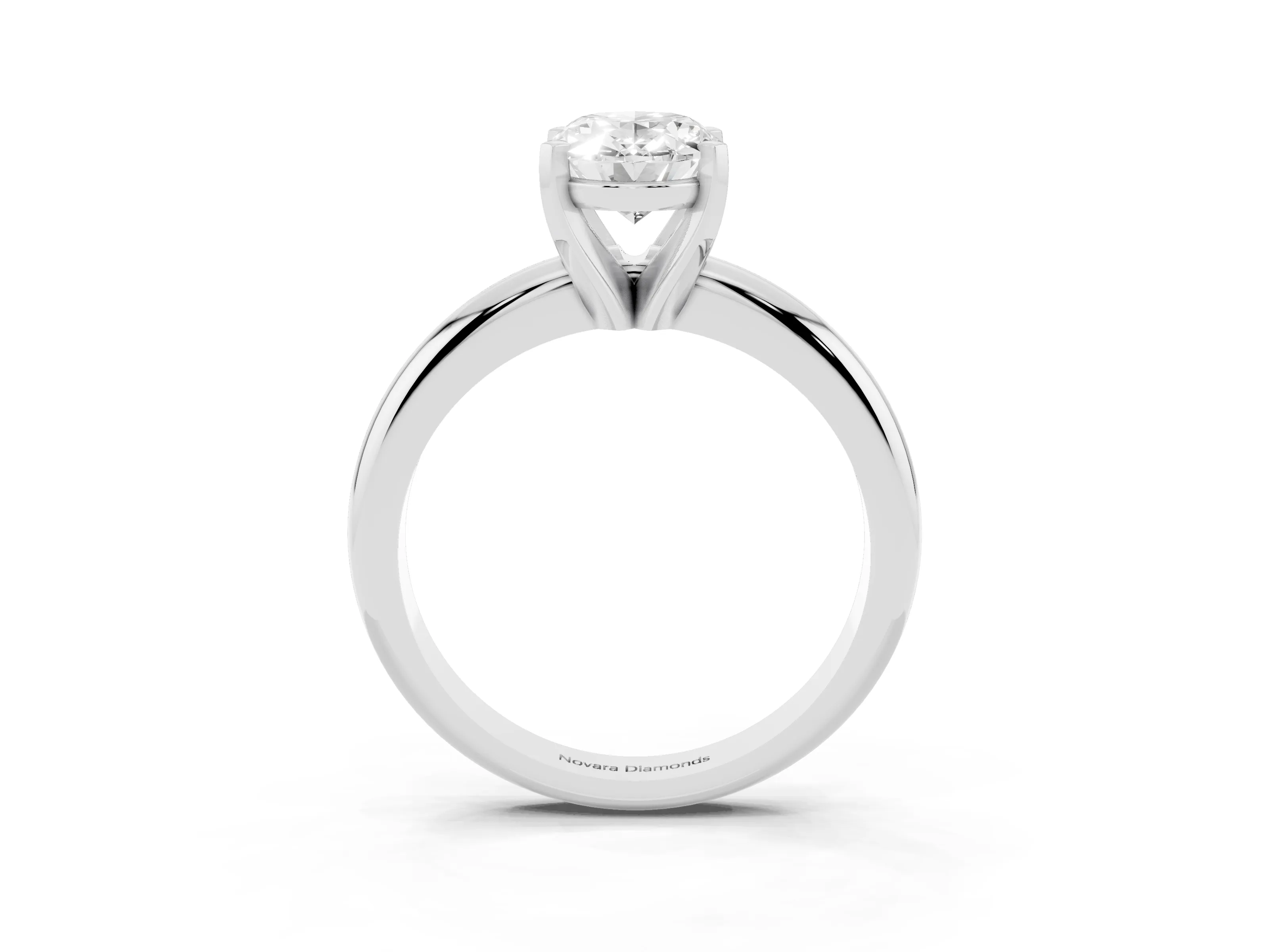 Oval Cut Diamond Solitaire Engagement Ring Set in White gold with Round Band and Prong Setting