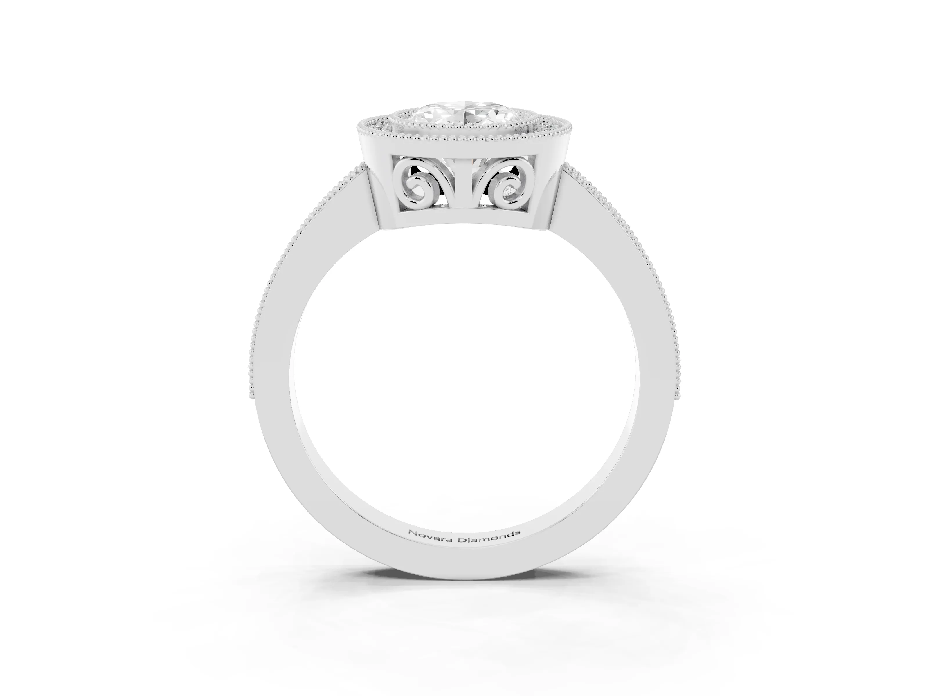 Oval Cut Diamond Round Halo Ring Set in White gold with Pavé Band