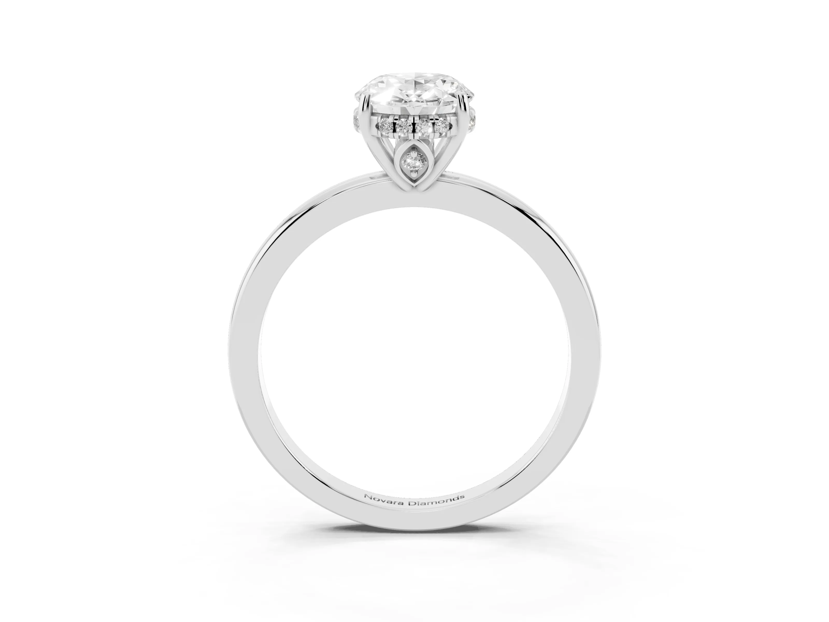 Oval Cut Diamond Solitaire Ring Set in Platinum with Plain Band and Prong Setting