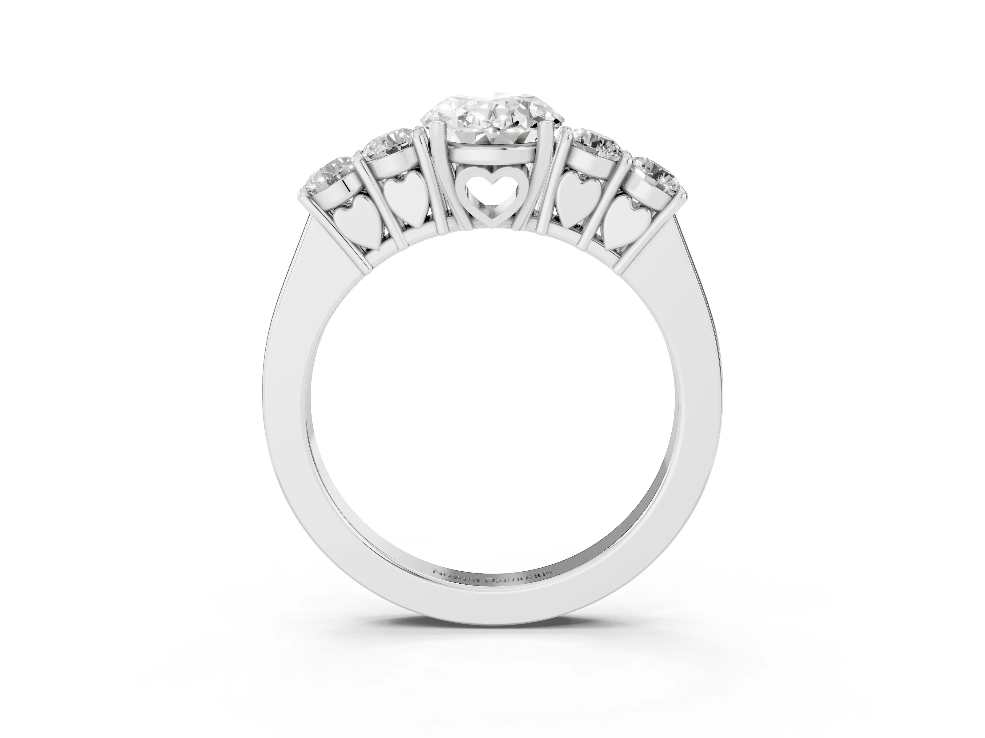 Oval Cut Diamond Five-Stone Prong Set Band Ring Set in Platinum with Polished Band