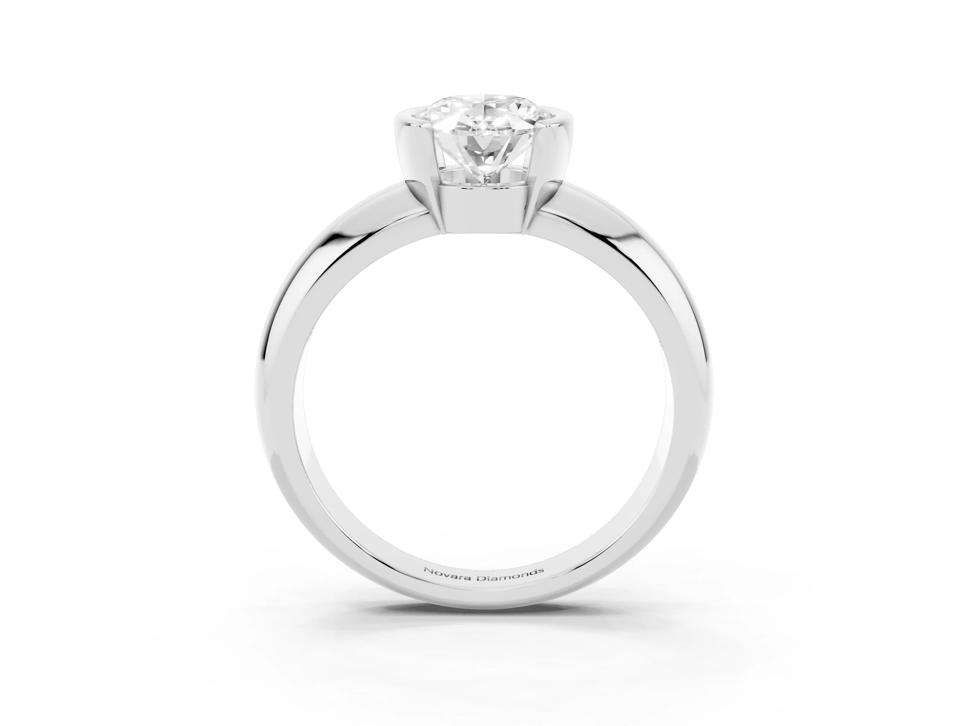 Oval Cut Diamond Solitaire Tension Set Ring Set in Platinum with Wide Band