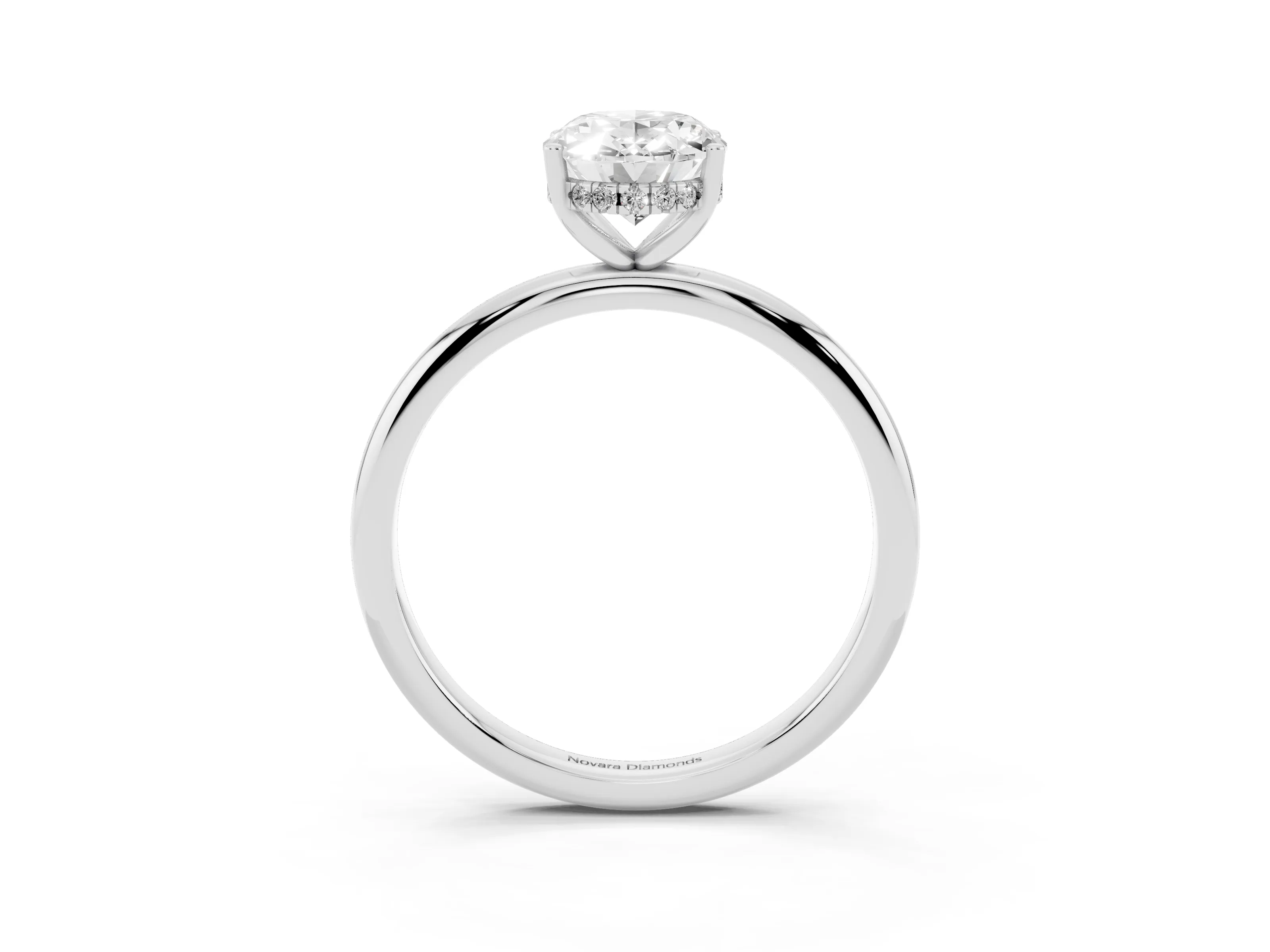 Oval Cut Diamond Solitaire Engagement Ring Set in Platinum with Prong Setting and Polished Band