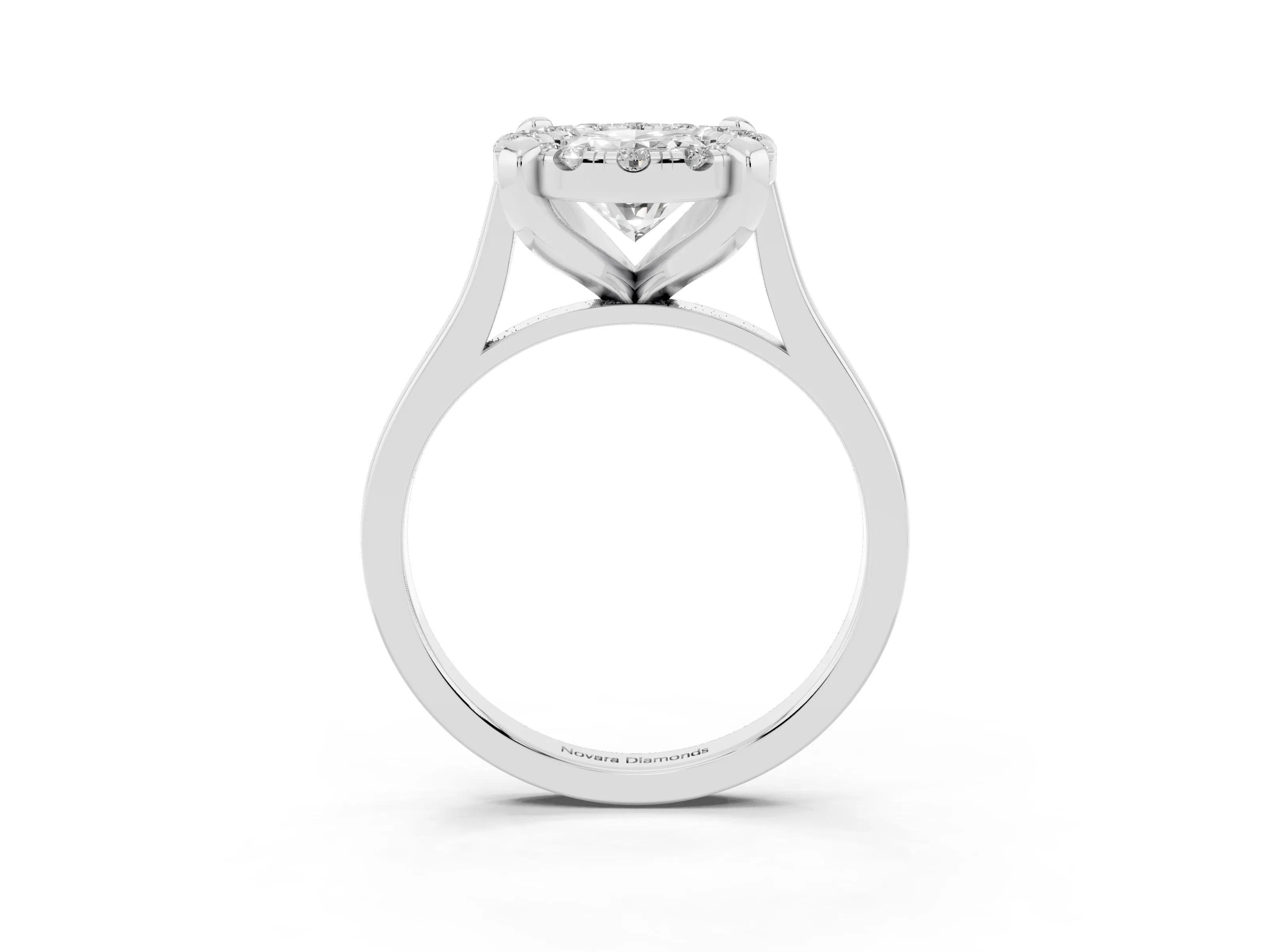 Oval Cut Diamond Cluster Halo Solitaire Ring Set in White gold with Prong Setting
