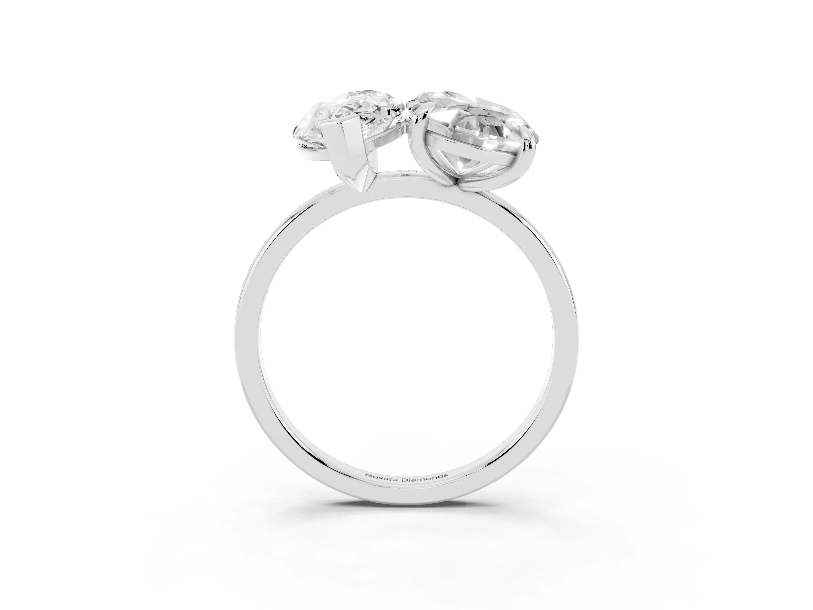 Oval and Marquise Toi Moi Ring Set in Silver with Prong Setting and Plain Band