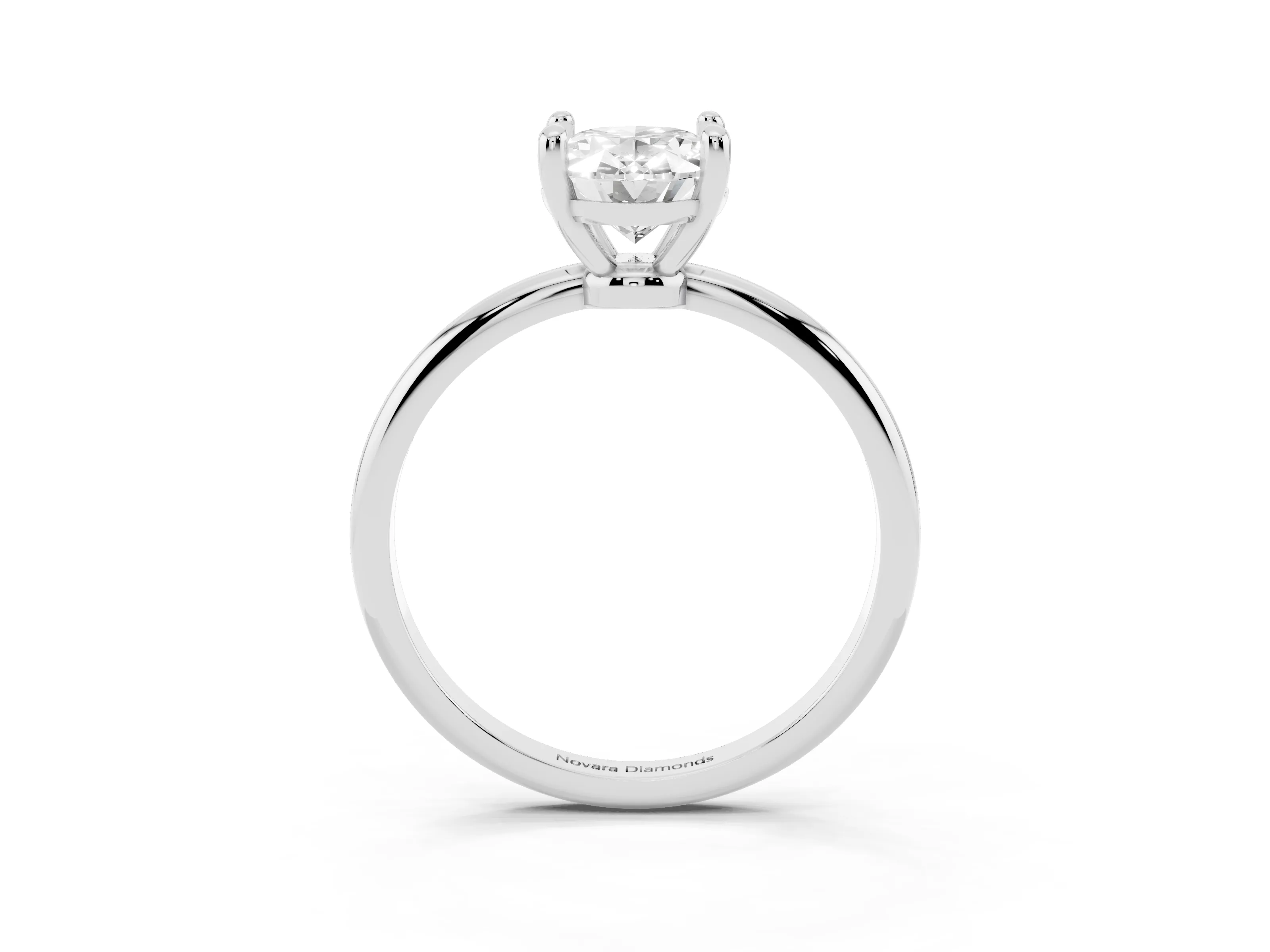 Oval Cut Diamond Solitaire Ring Set in White gold with Secure Prong Setting on a Classic Band