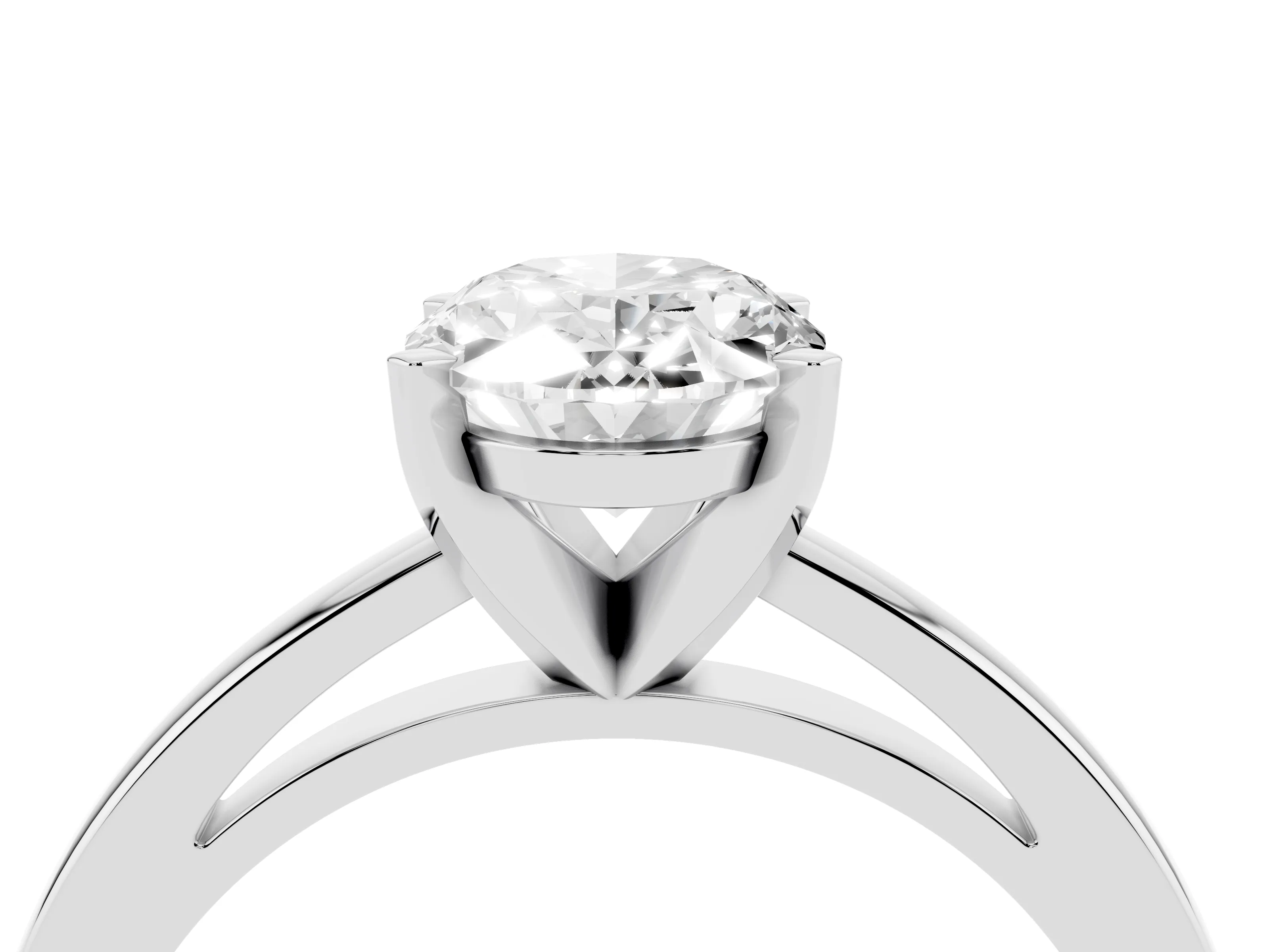 Oval Cut Diamond Solitaire Engagement Ring Set in Platinum with Prong Setting on a Classic Band