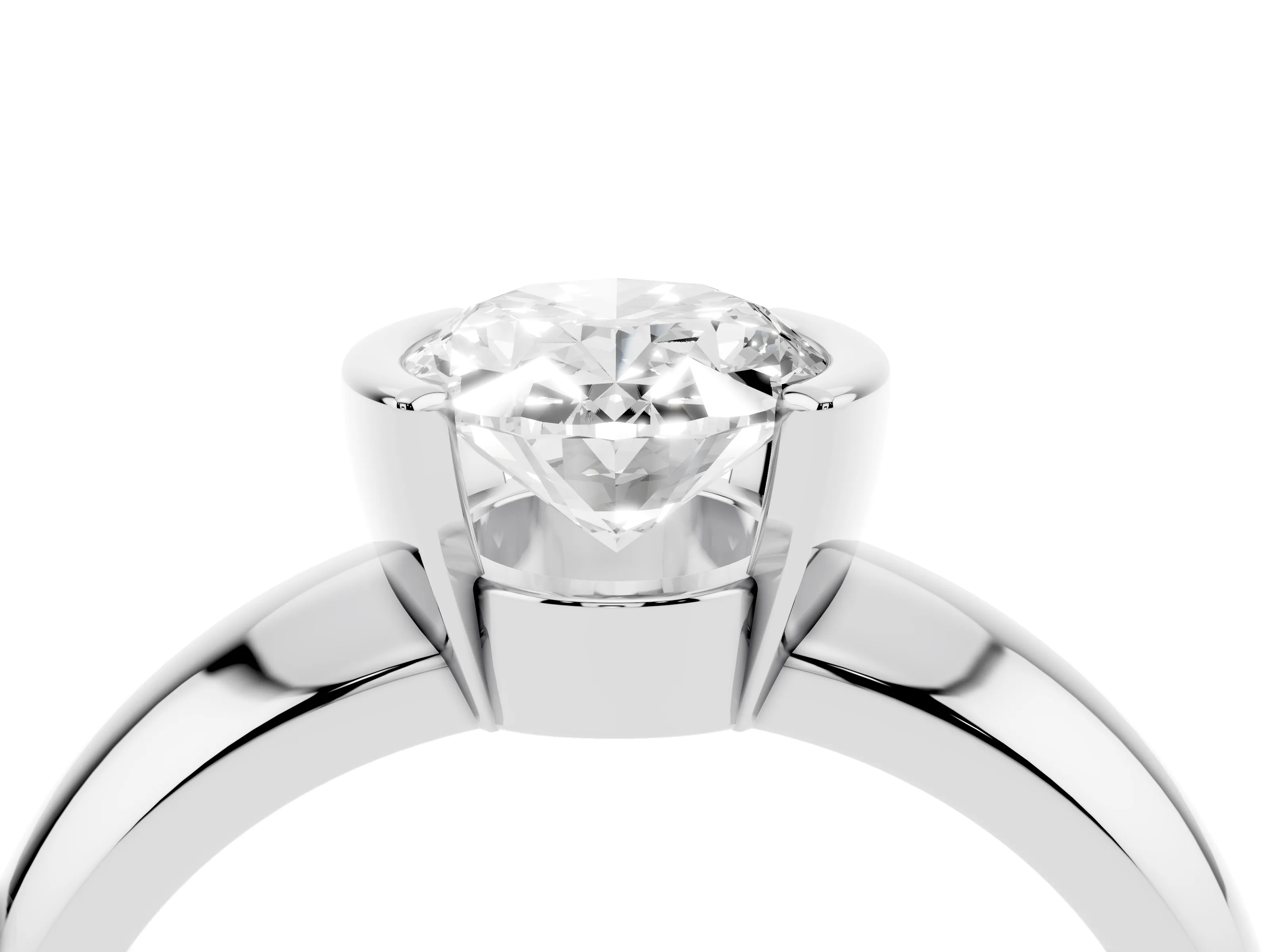 Oval Cut Diamond Solitaire Tension Set Ring Set in Platinum with Wide Band