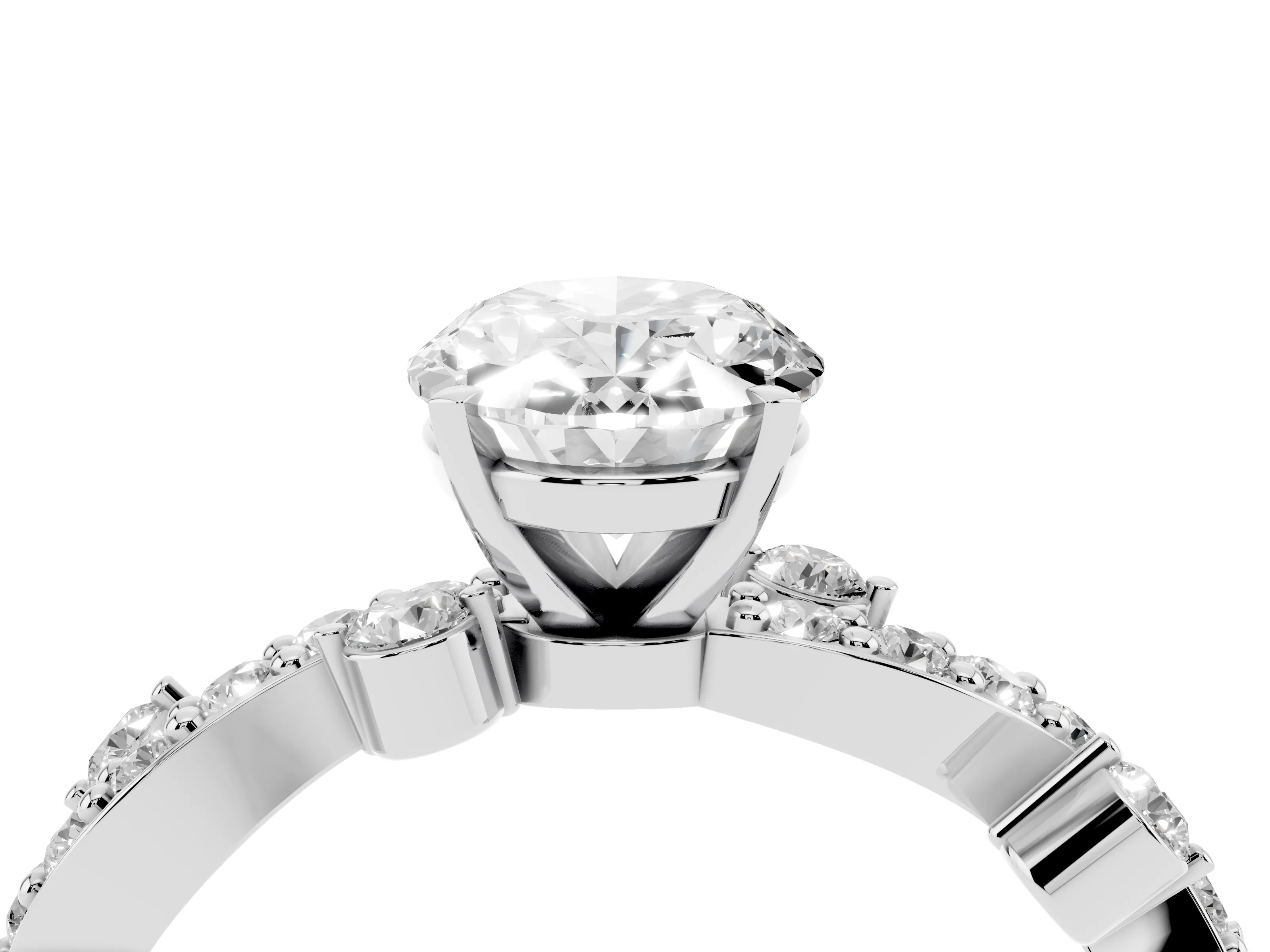 Oval Cut Diamond Solitaire Twisted Band Set in Silver with Pavé Setting